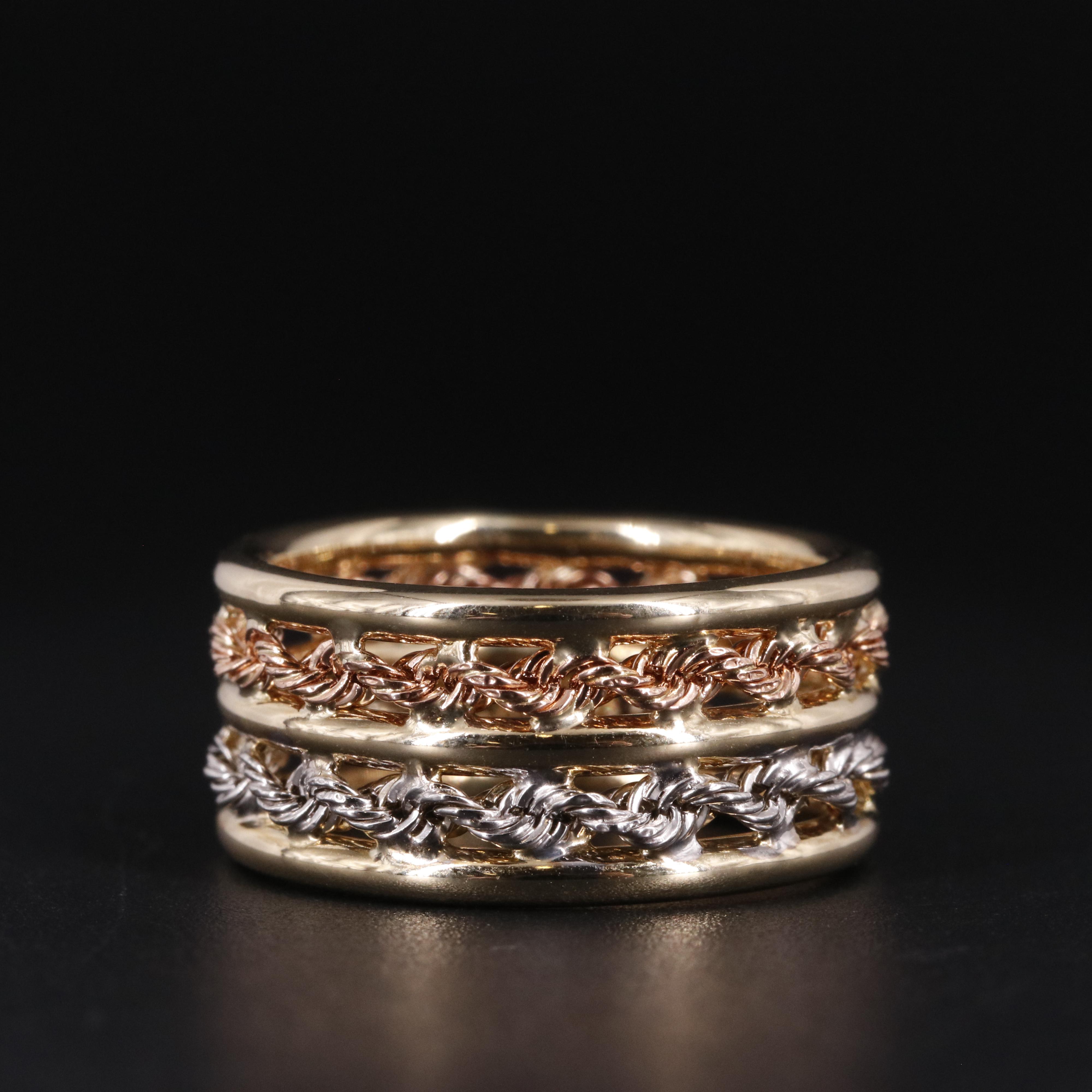 14K Multicolored Rope Chain Band Ring