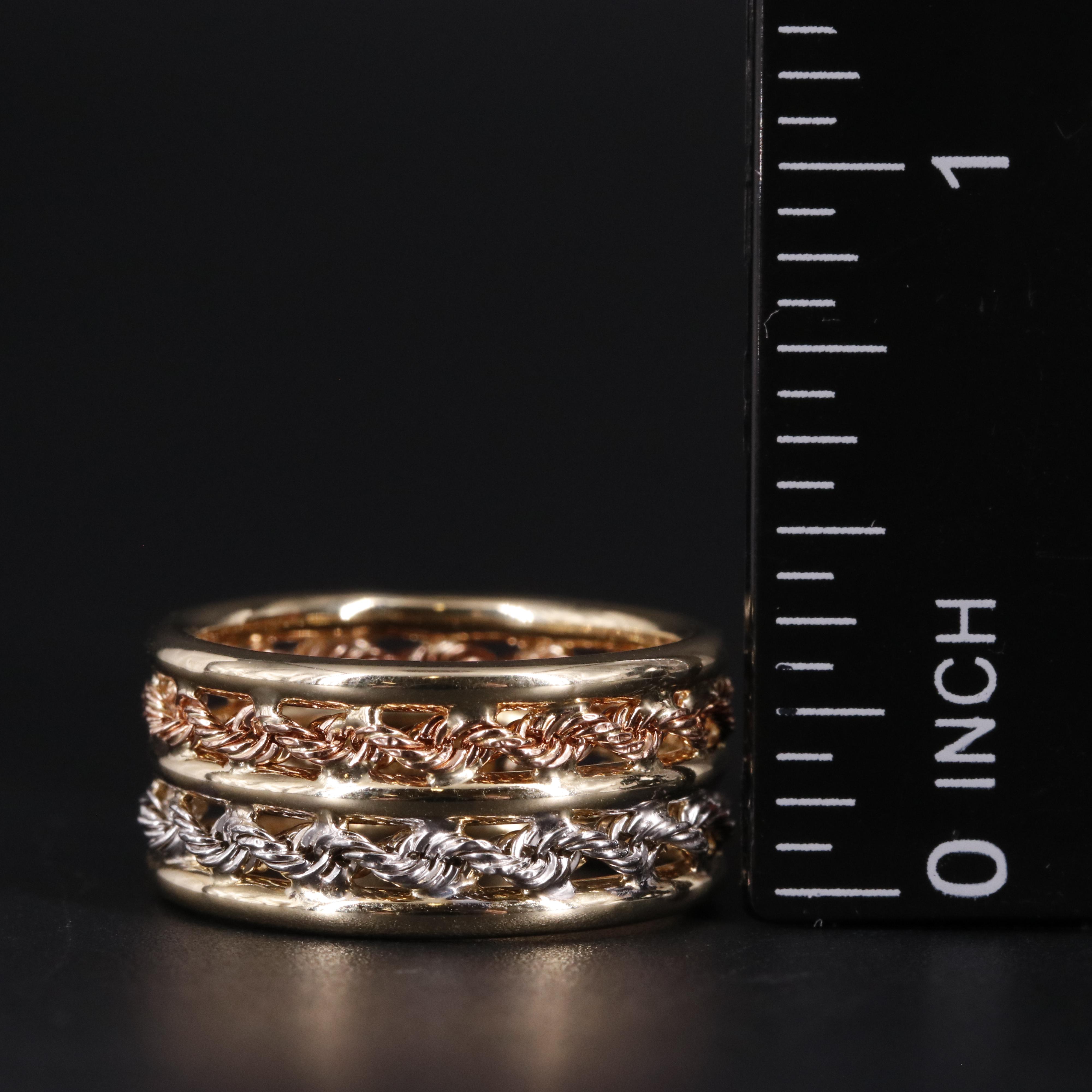 14K Multicolored Rope Chain Band Ring