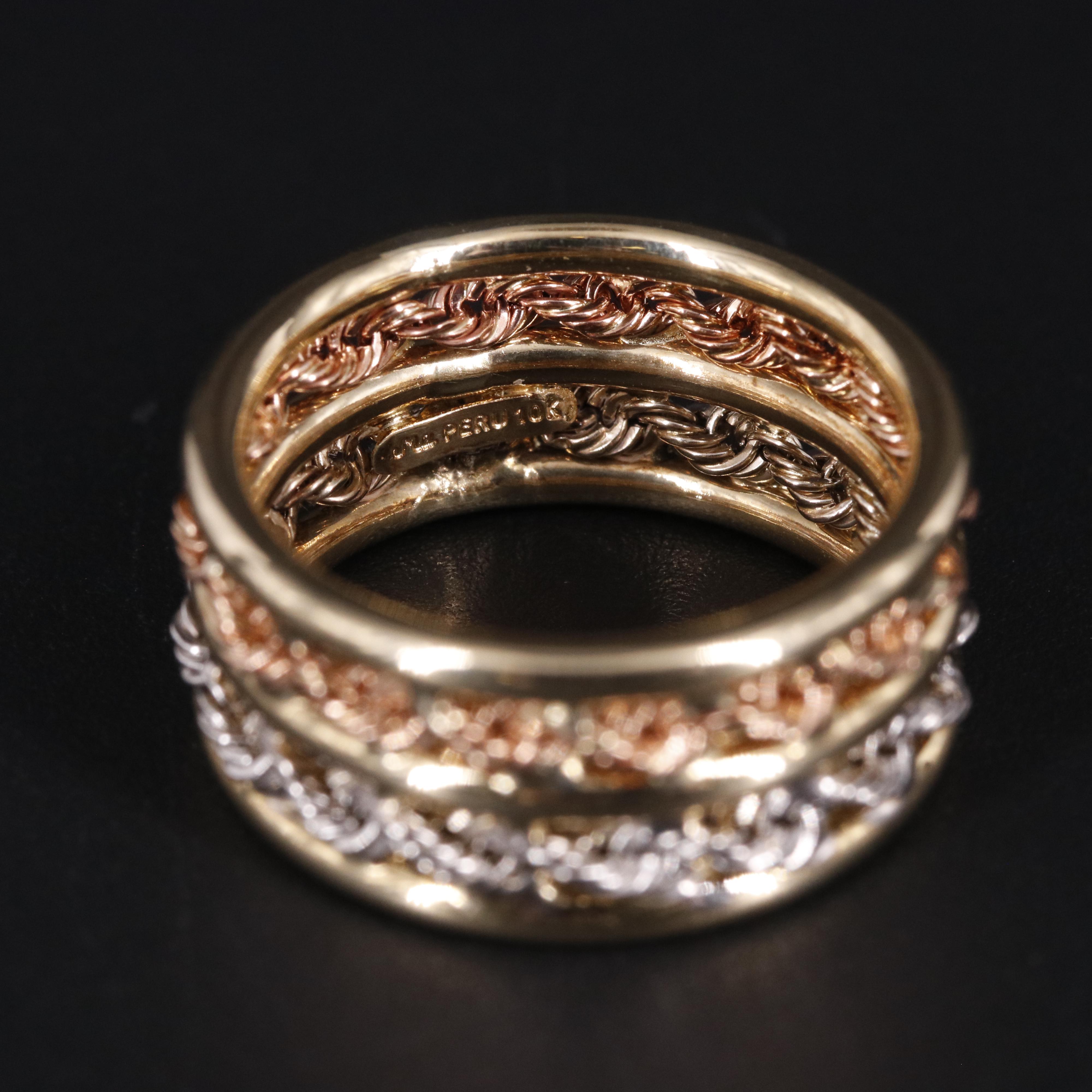 14K Multicolored Rope Chain Band Ring