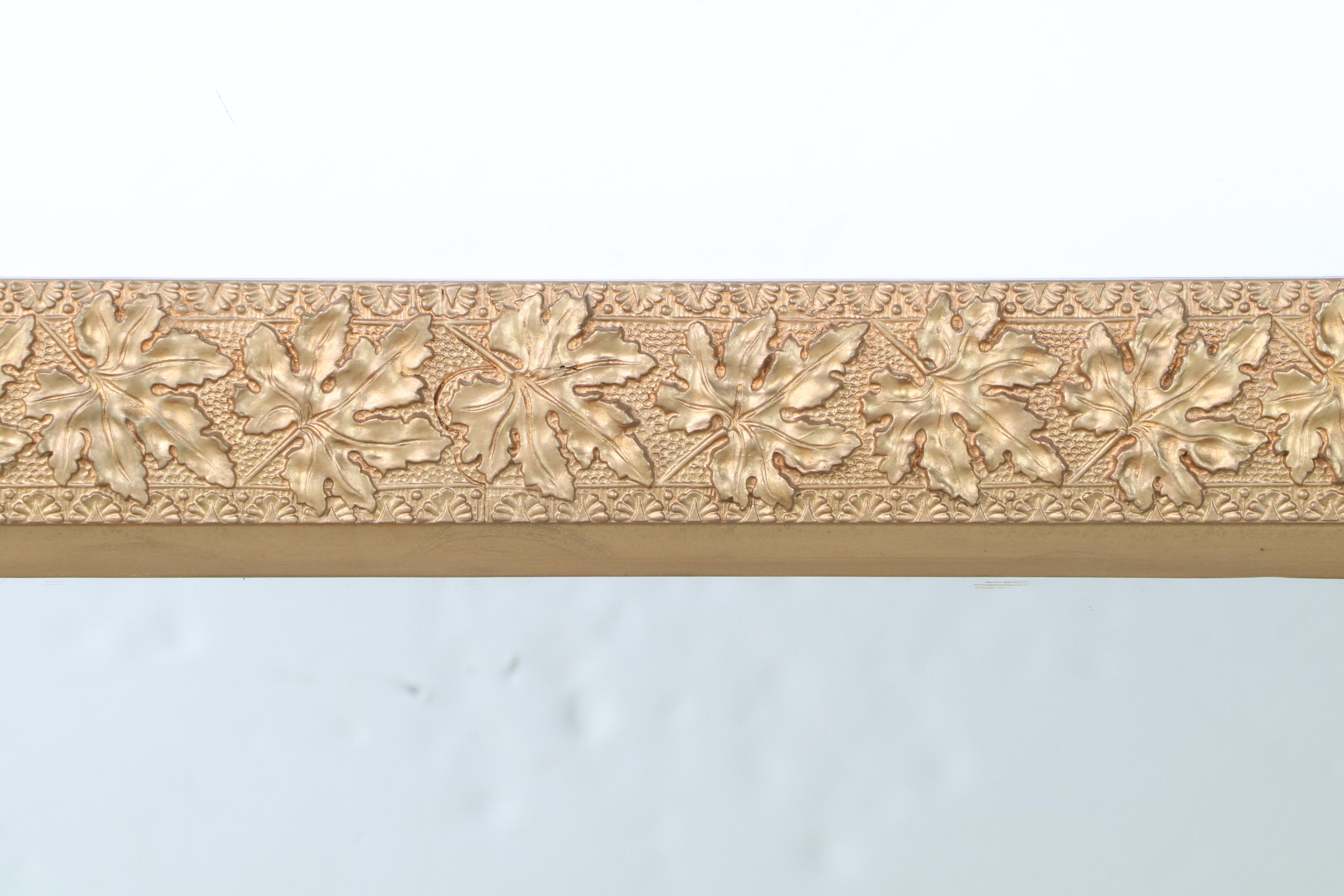 Victorian Giltwood and Molded Gesso Oak Leaf Pattern Rectangular Wall Mirror