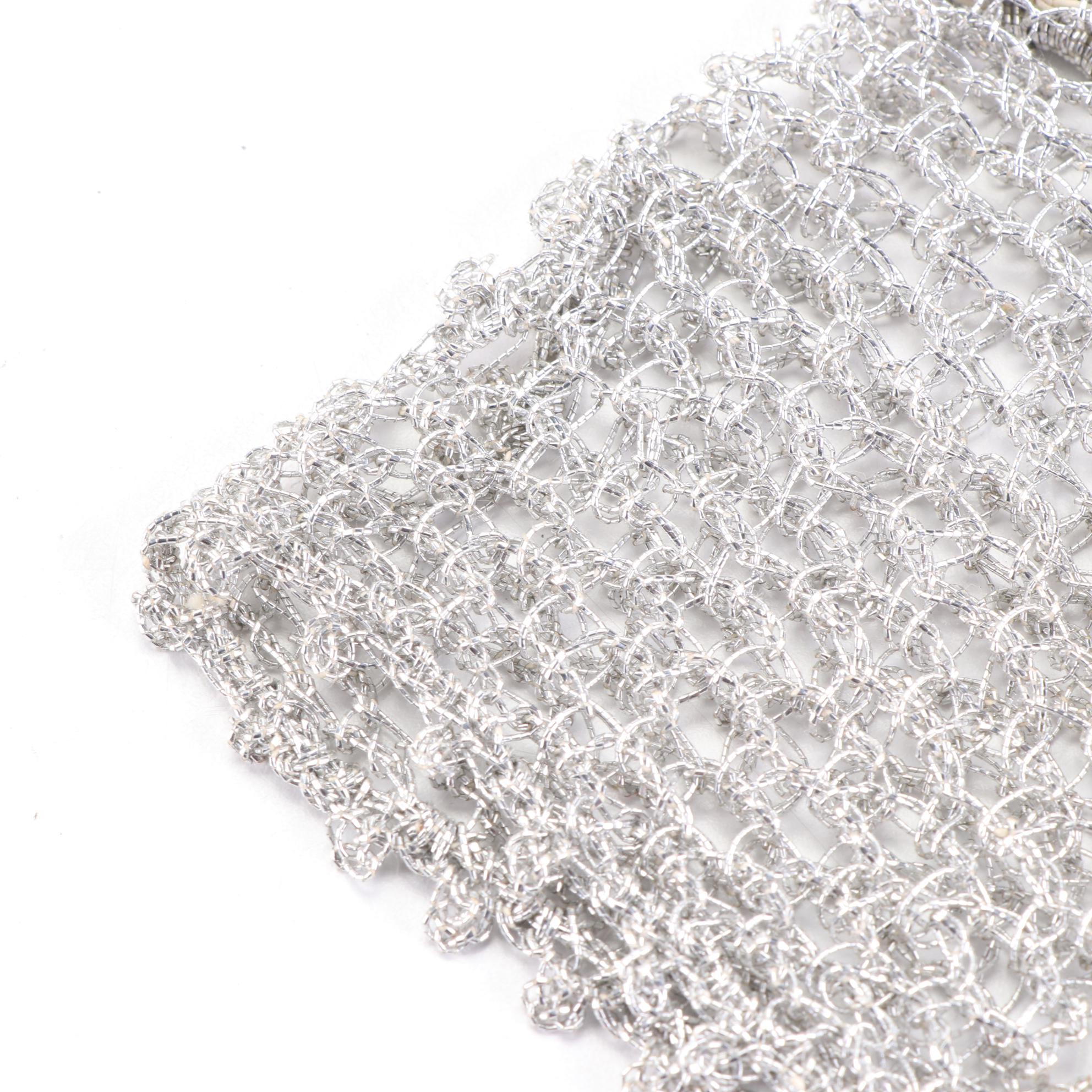 Crochet Metal Thread Fingerless Gloves