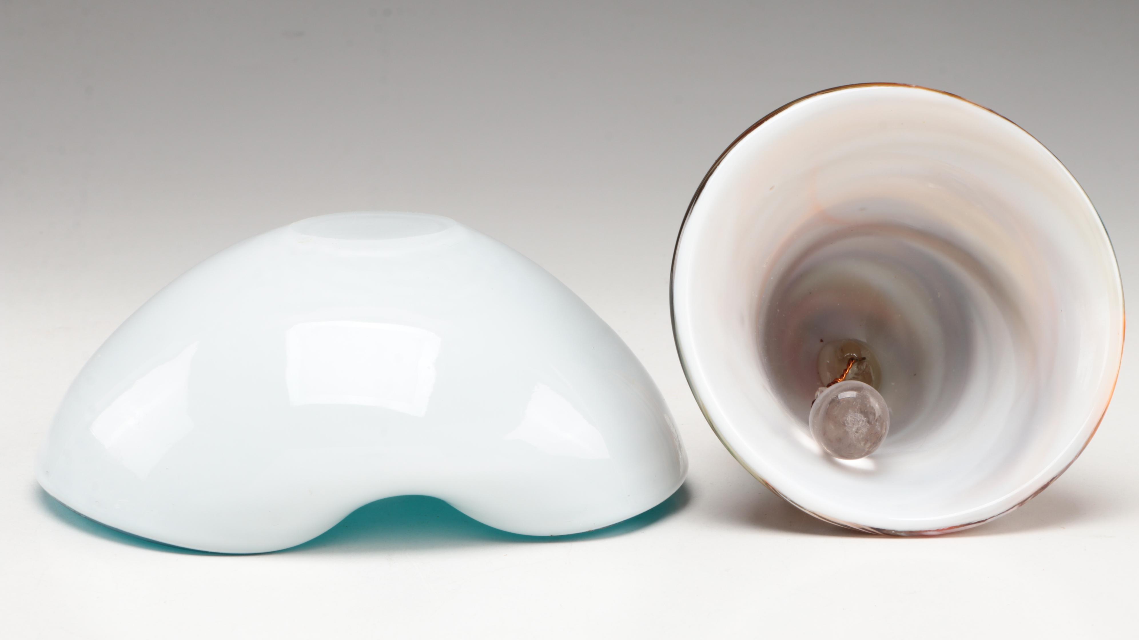Murano Blown Cased Art Glass Bowl with ICET Multicolor Swirled Art Glass Bell