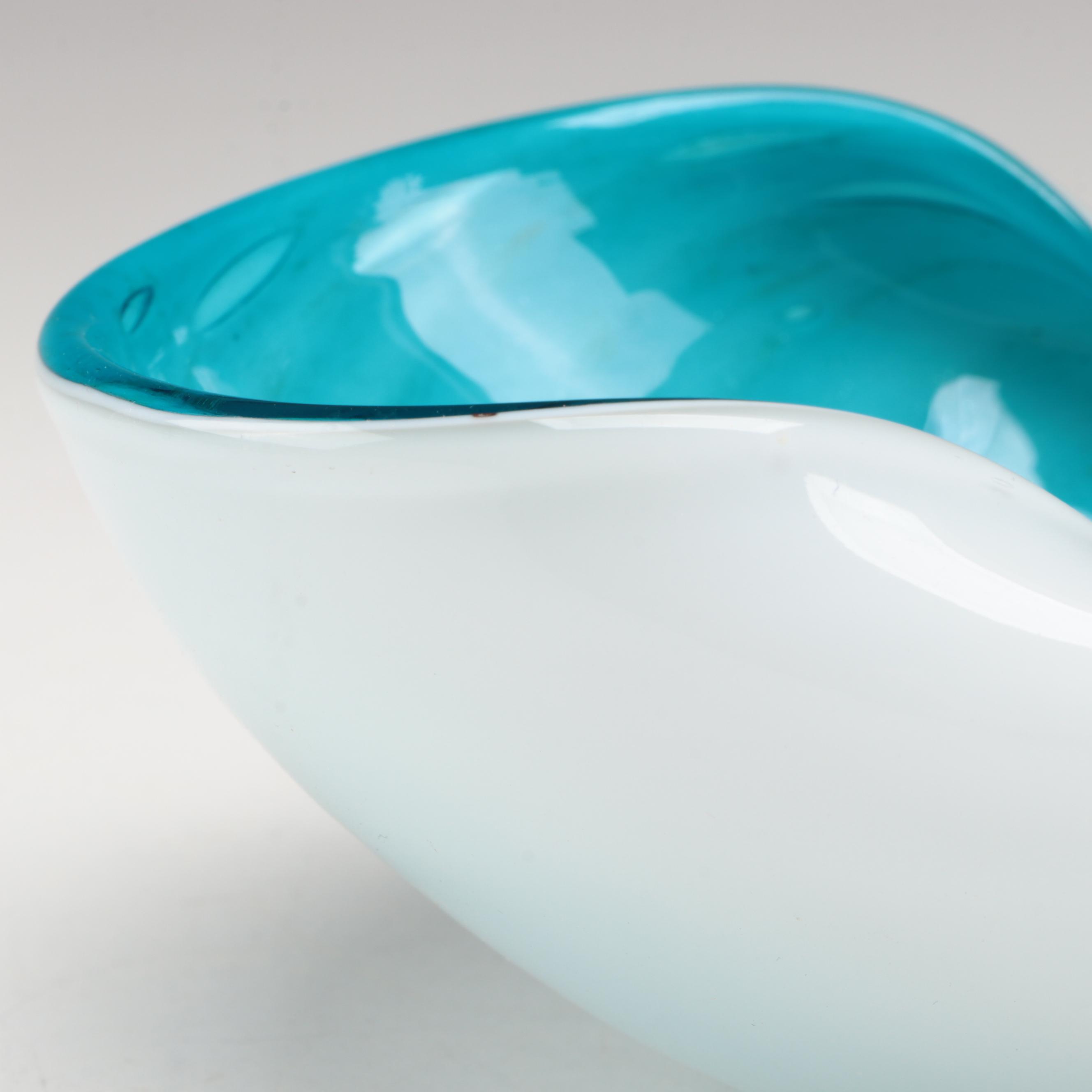 Murano Blown Cased Art Glass Bowl with ICET Multicolor Swirled Art Glass Bell