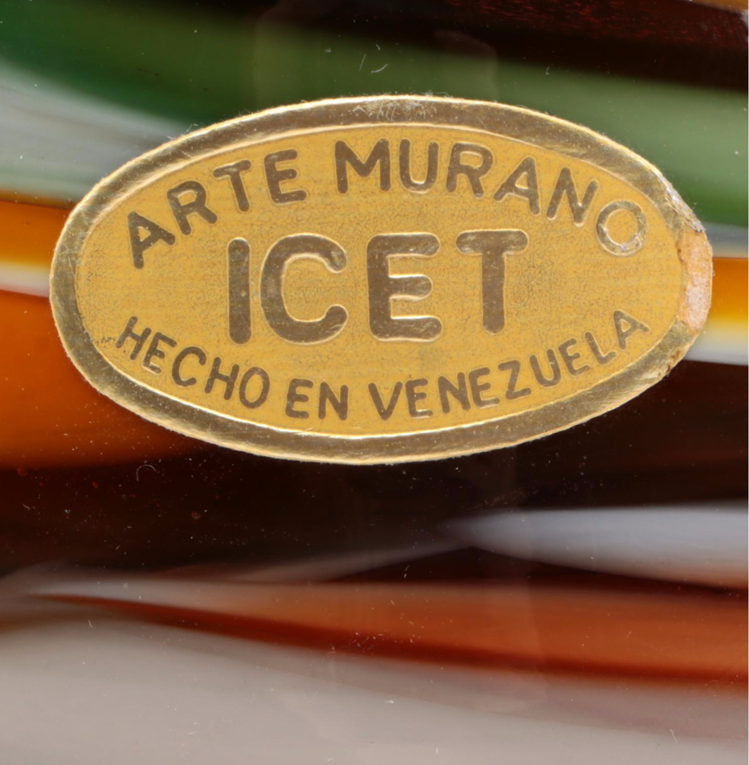 Murano Blown Cased Art Glass Bowl with ICET Multicolor Swirled Art Glass Bell