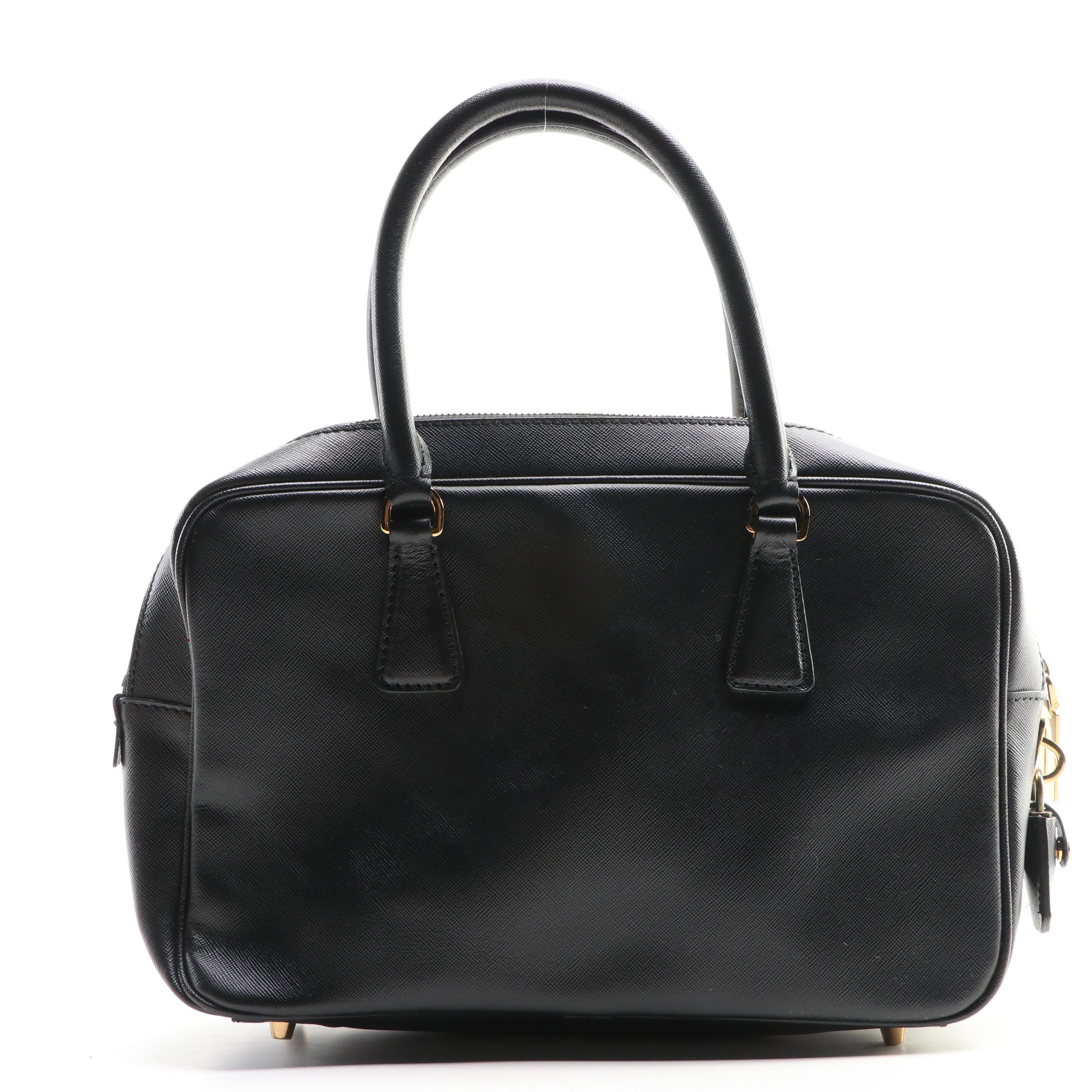 Prada Bauletto Bag BL0095 in Nero Saffiano Lux Leather