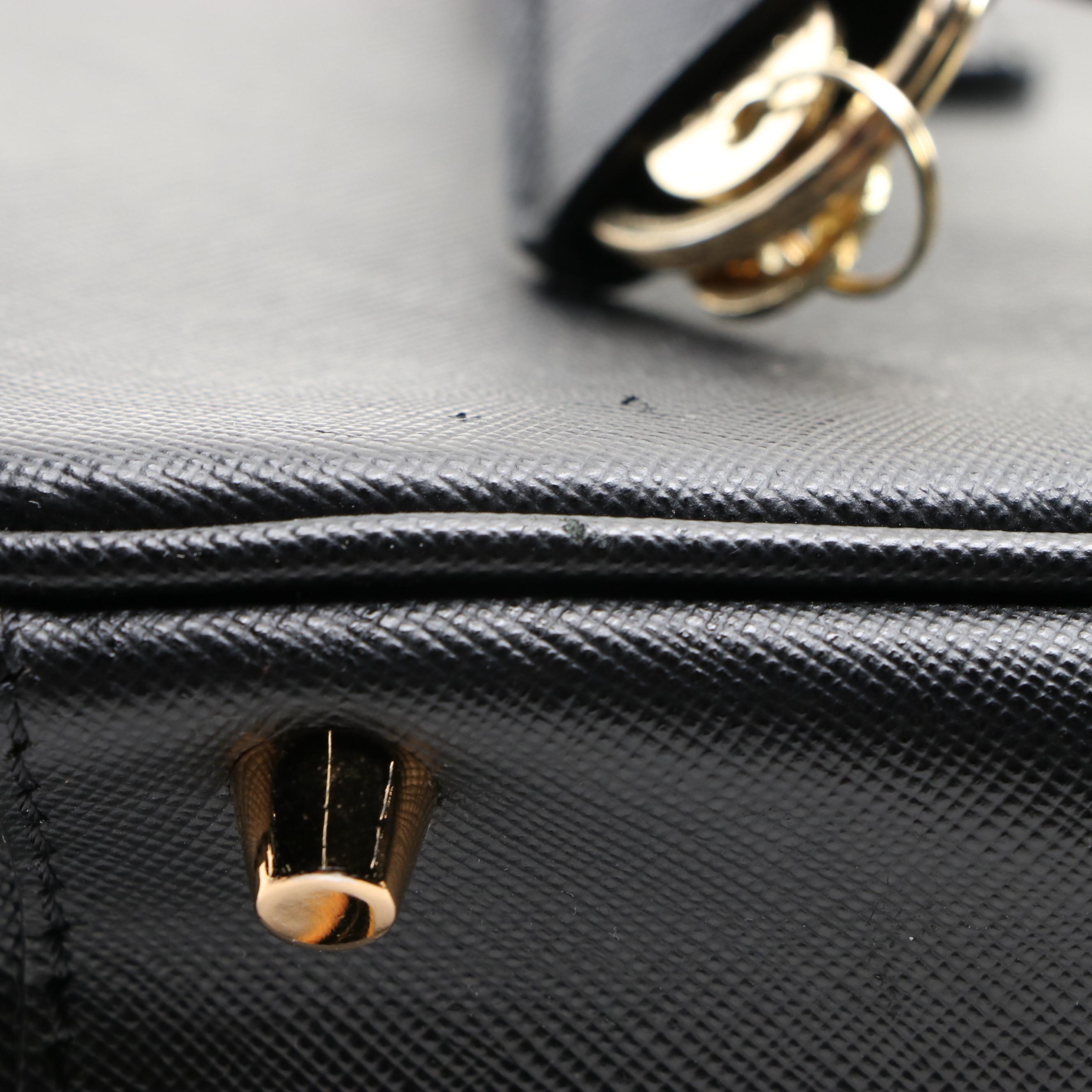 Prada Bauletto Bag BL0095 in Nero Saffiano Lux Leather