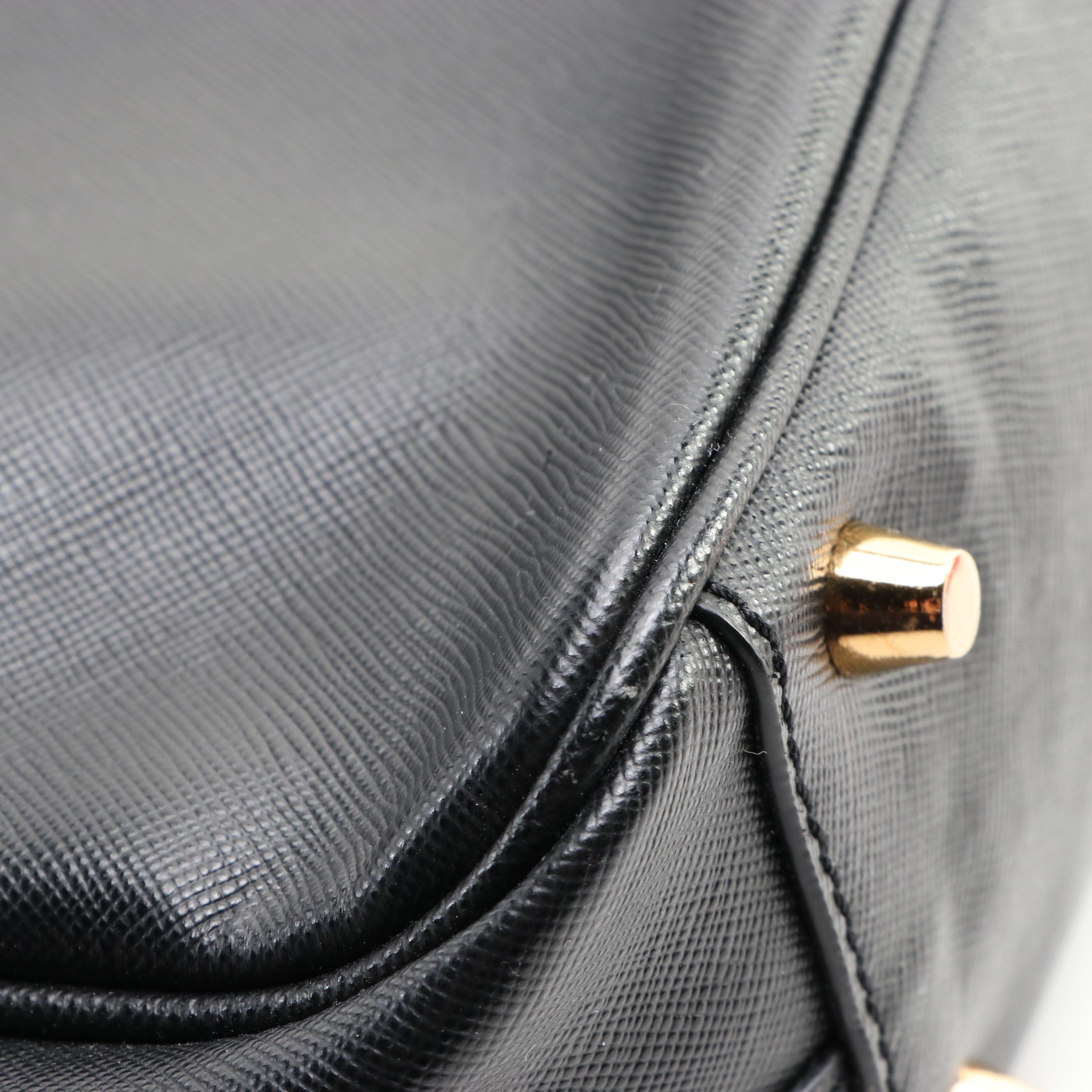 Prada Bauletto Bag BL0095 in Nero Saffiano Lux Leather