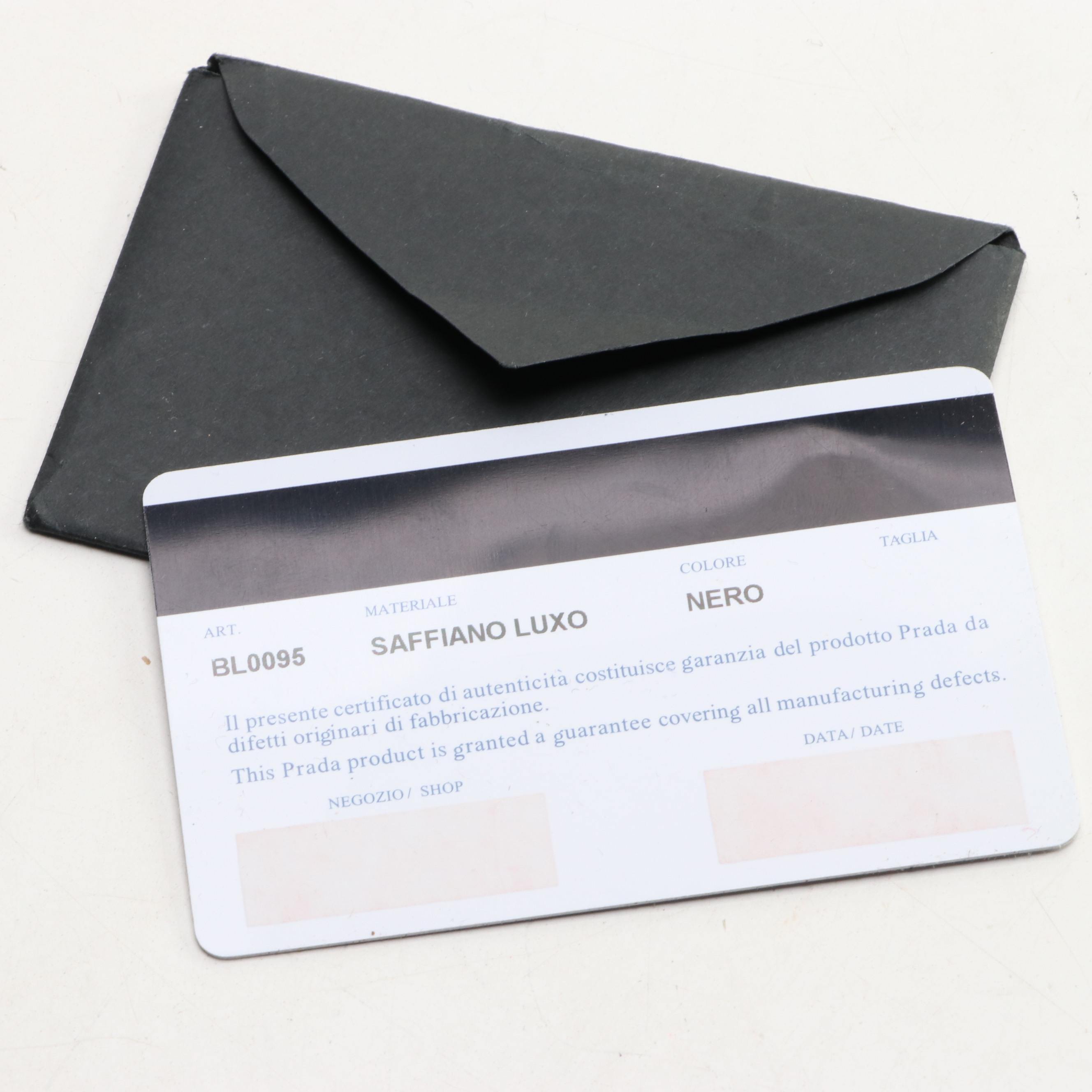 Prada Bauletto Bag BL0095 in Nero Saffiano Lux Leather