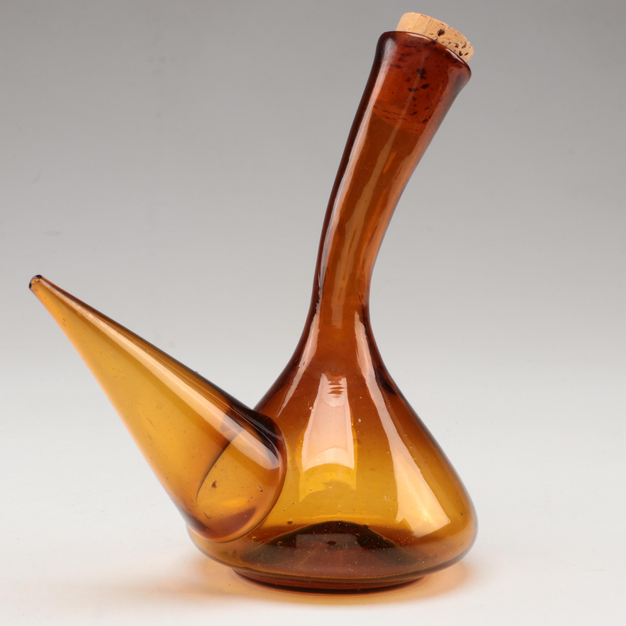 Spanish Art Glass Porròn Wine Decanter