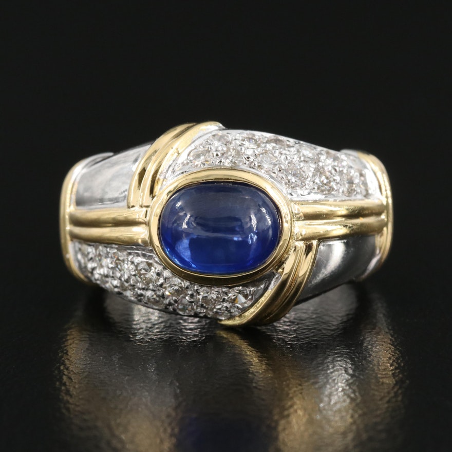 18K 2.21 CT Sapphire and Diamond Ring