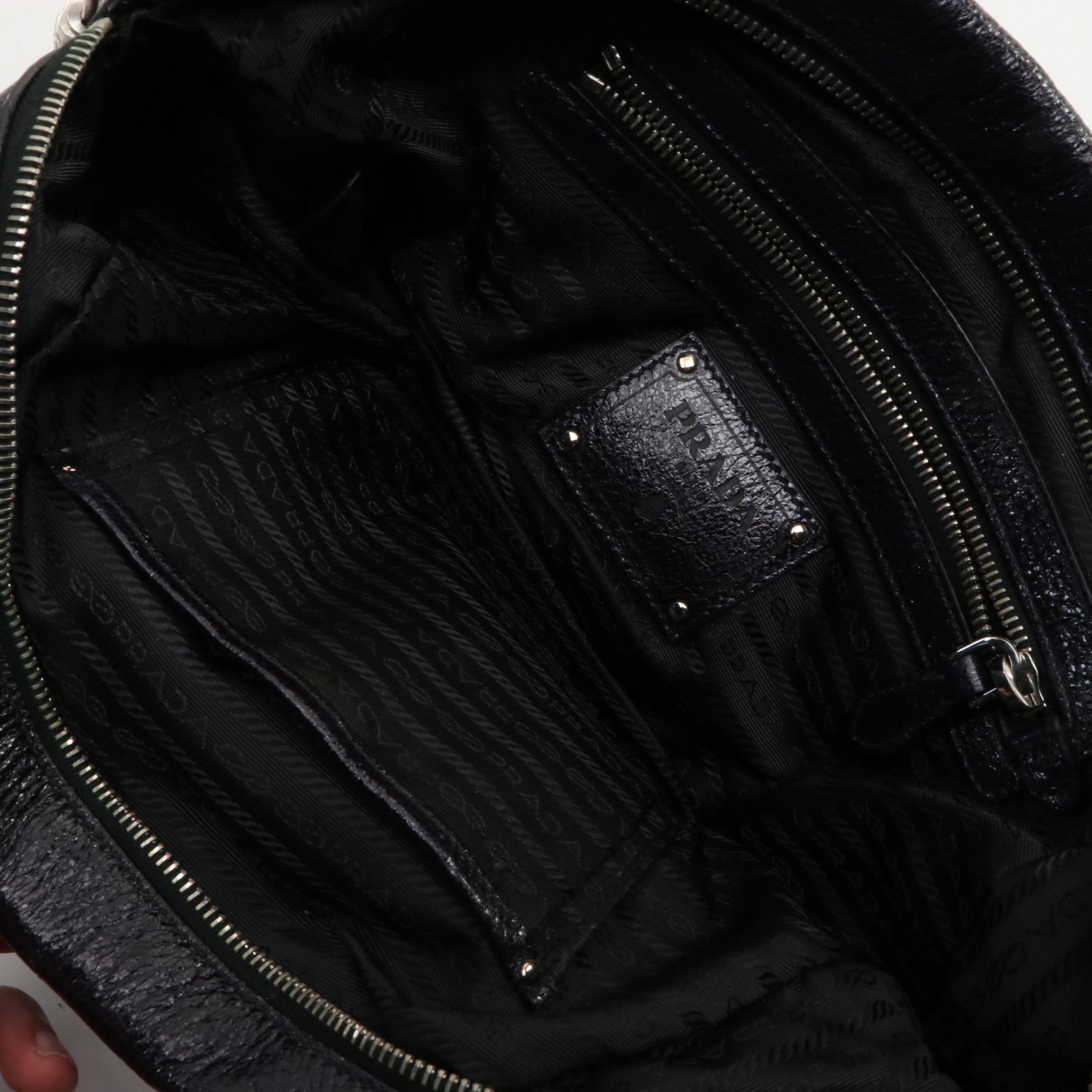 Prada Cervo Luxe Leather Bowling Satchel