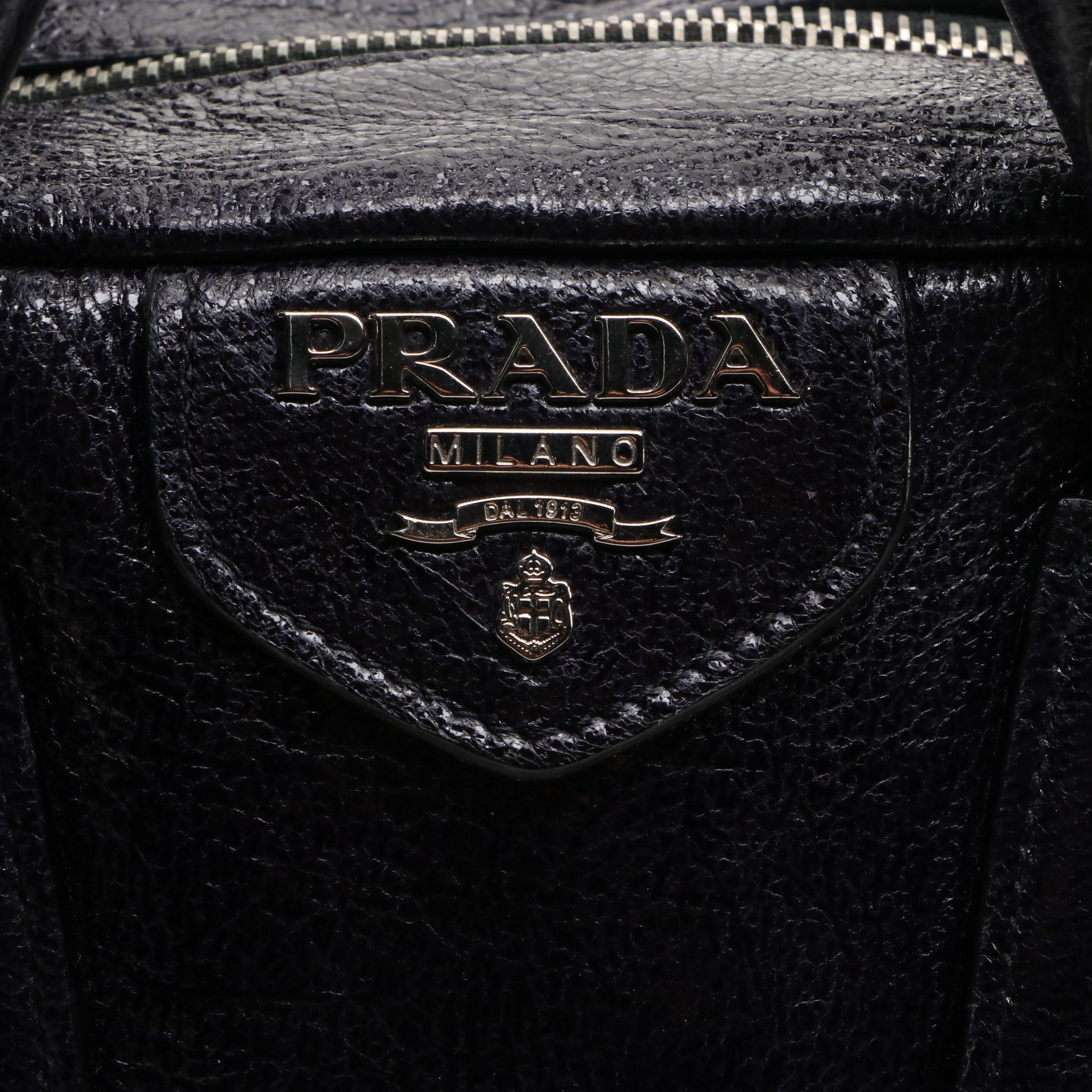Prada Cervo Luxe Leather Bowling Satchel