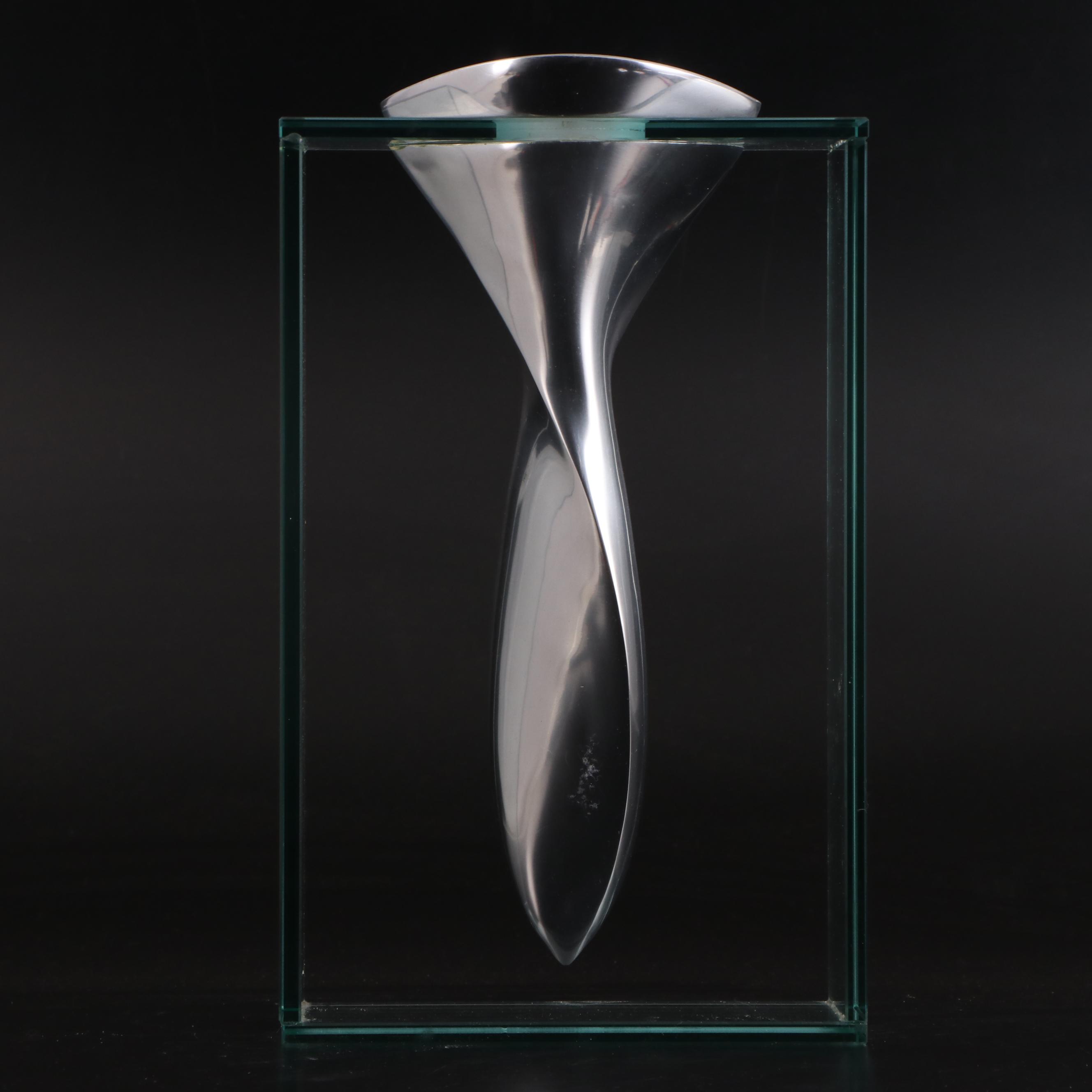 Lisa Mori Vase for Inn Crystal Aluminum and Glass Vase