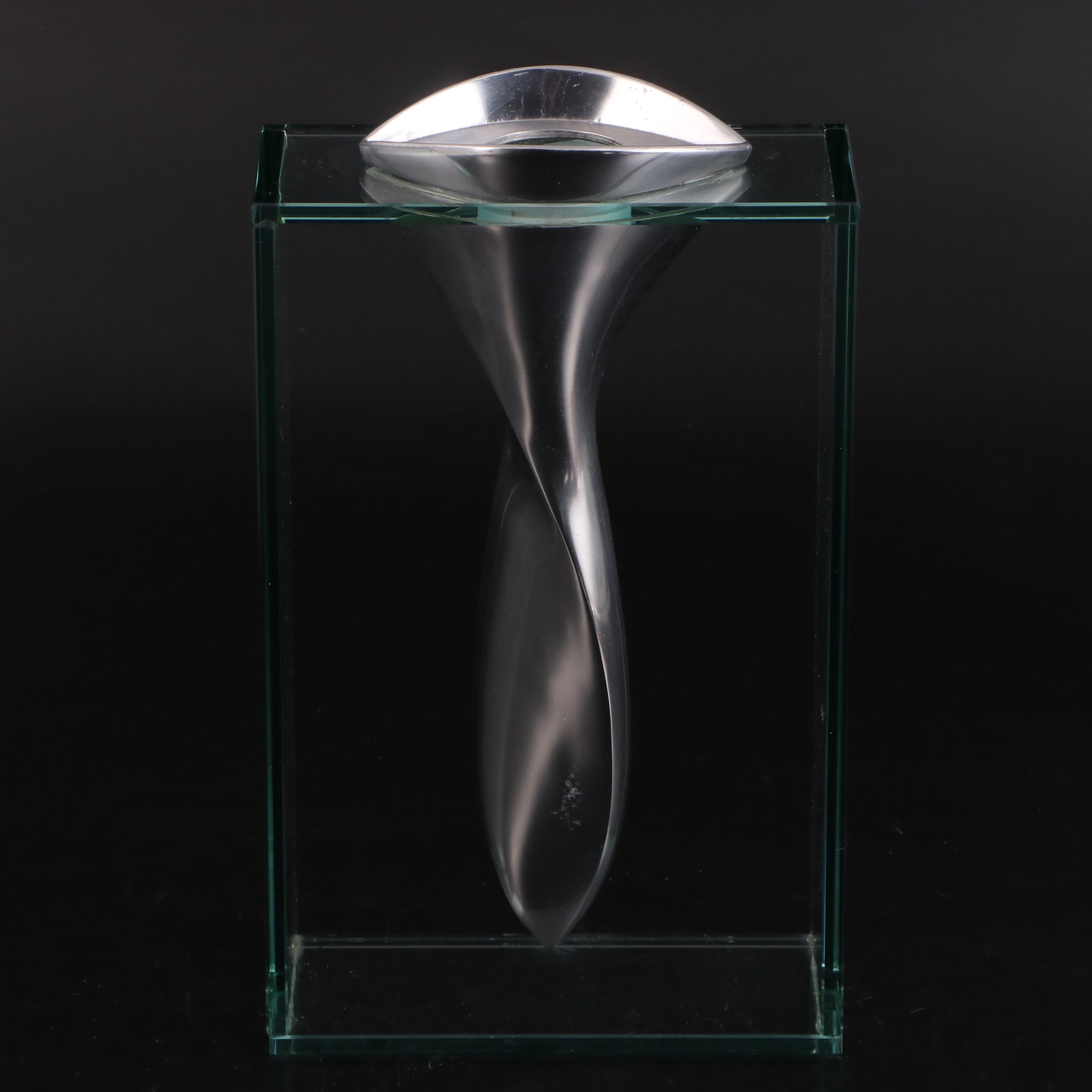 Lisa Mori Vase for Inn Crystal Aluminum and Glass Vase