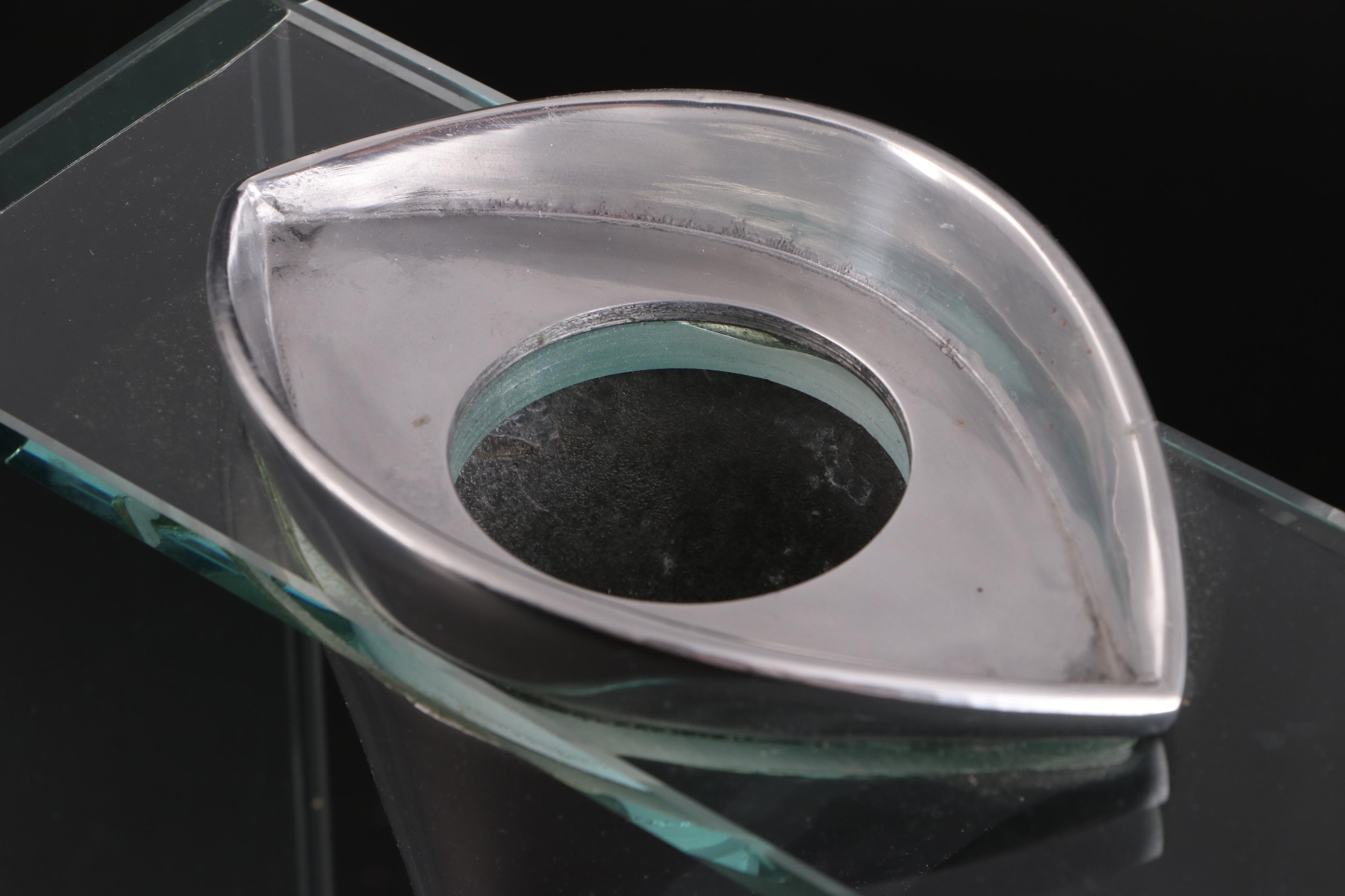 Lisa Mori Vase for Inn Crystal Aluminum and Glass Vase