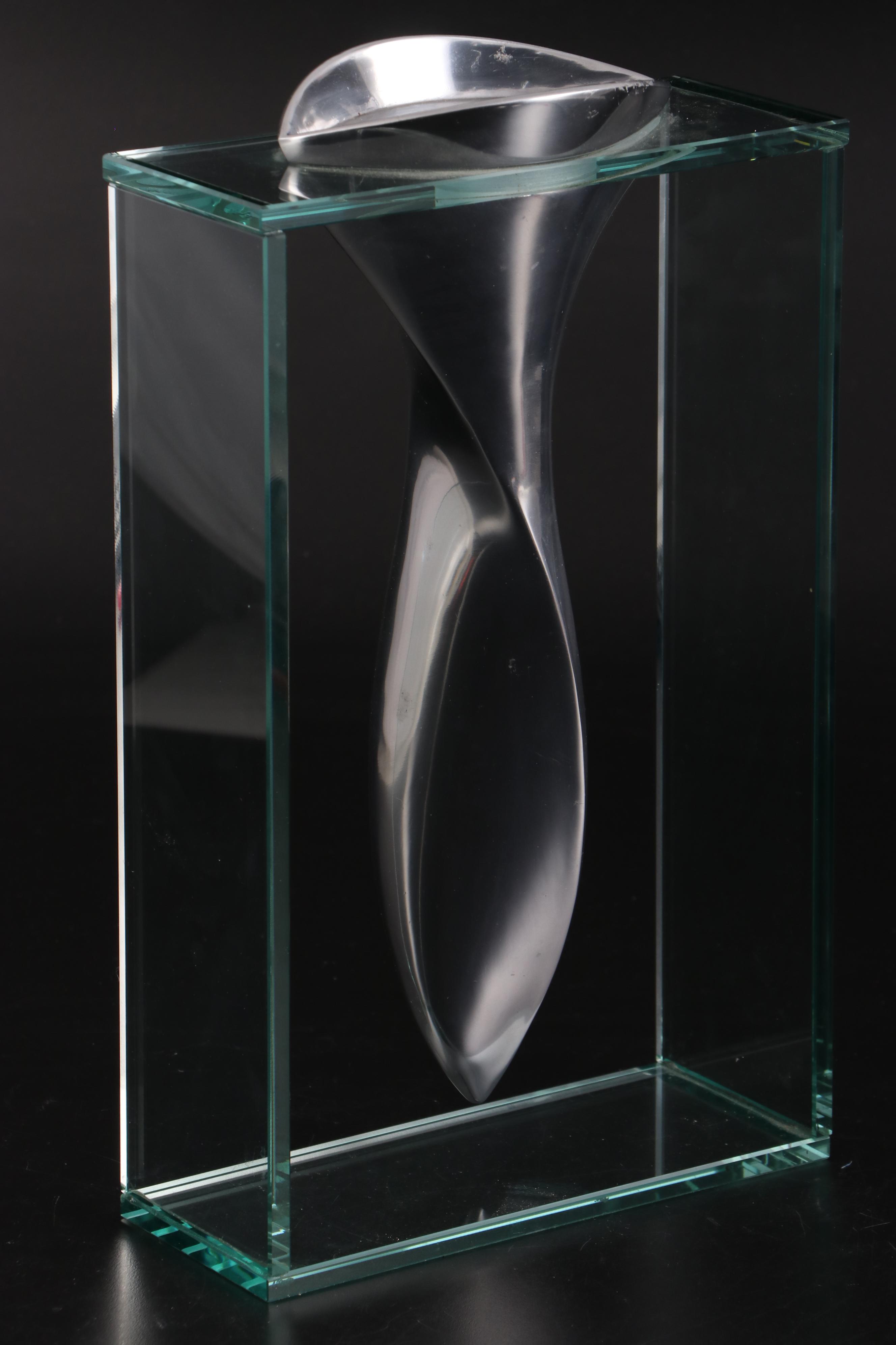 Lisa Mori Vase for Inn Crystal Aluminum and Glass Vase