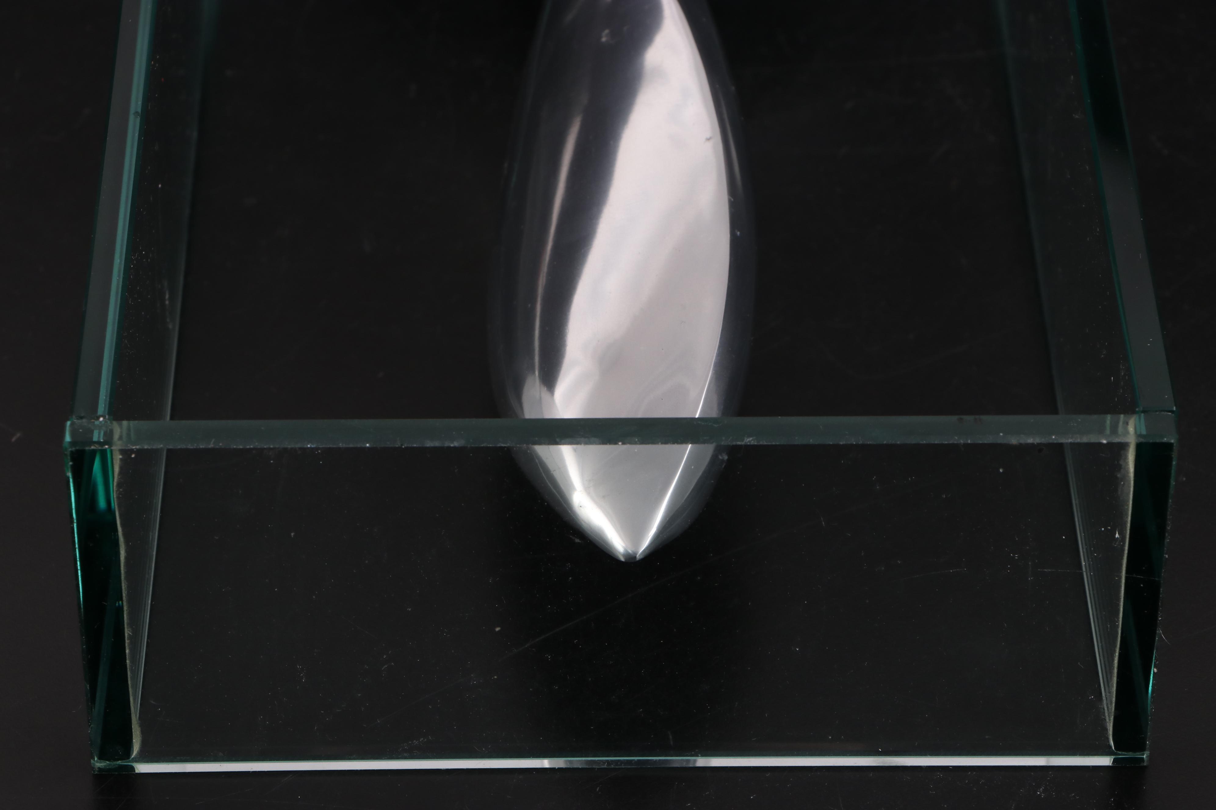 Lisa Mori Vase for Inn Crystal Aluminum and Glass Vase