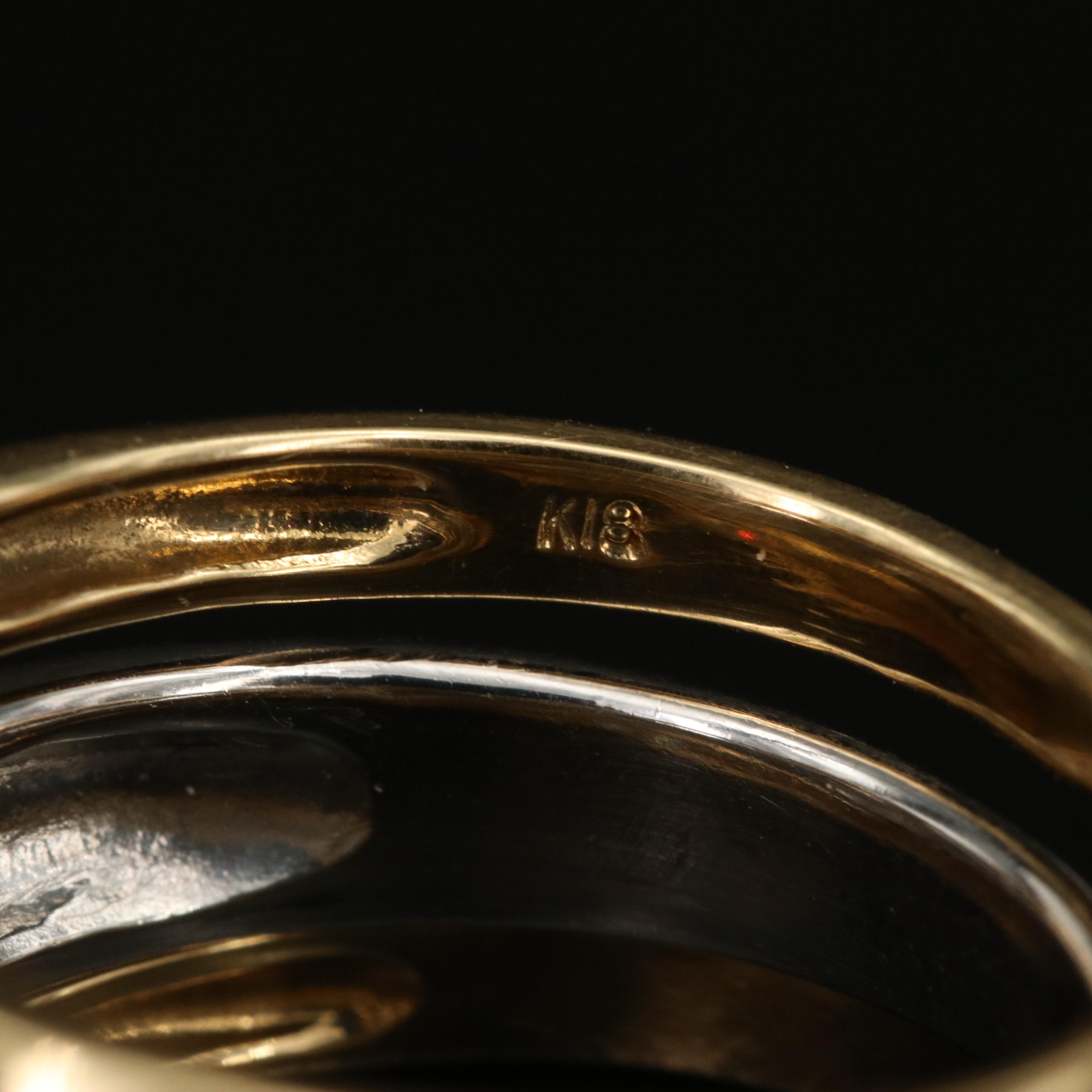 Platinum Pearl Ring with 18K Diamond Guard Band