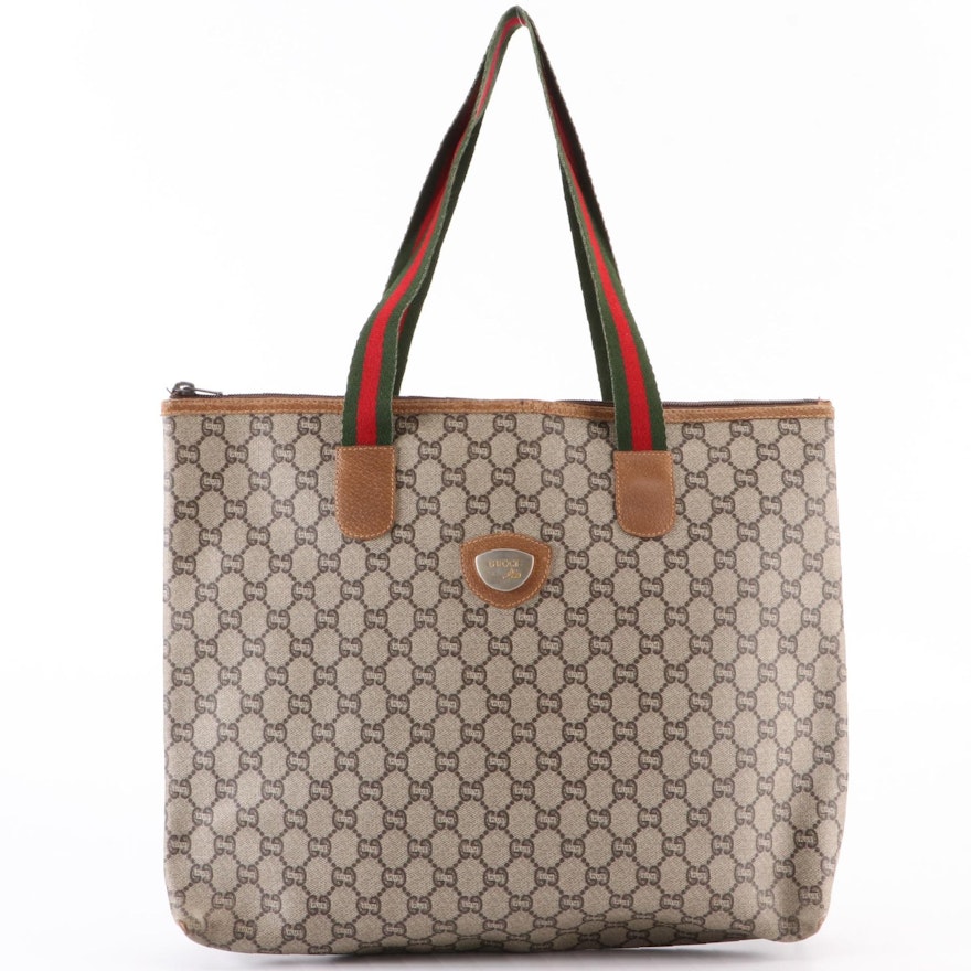 Gucci Plus Shopping Tote in GG Plus Canvas with Web Handles