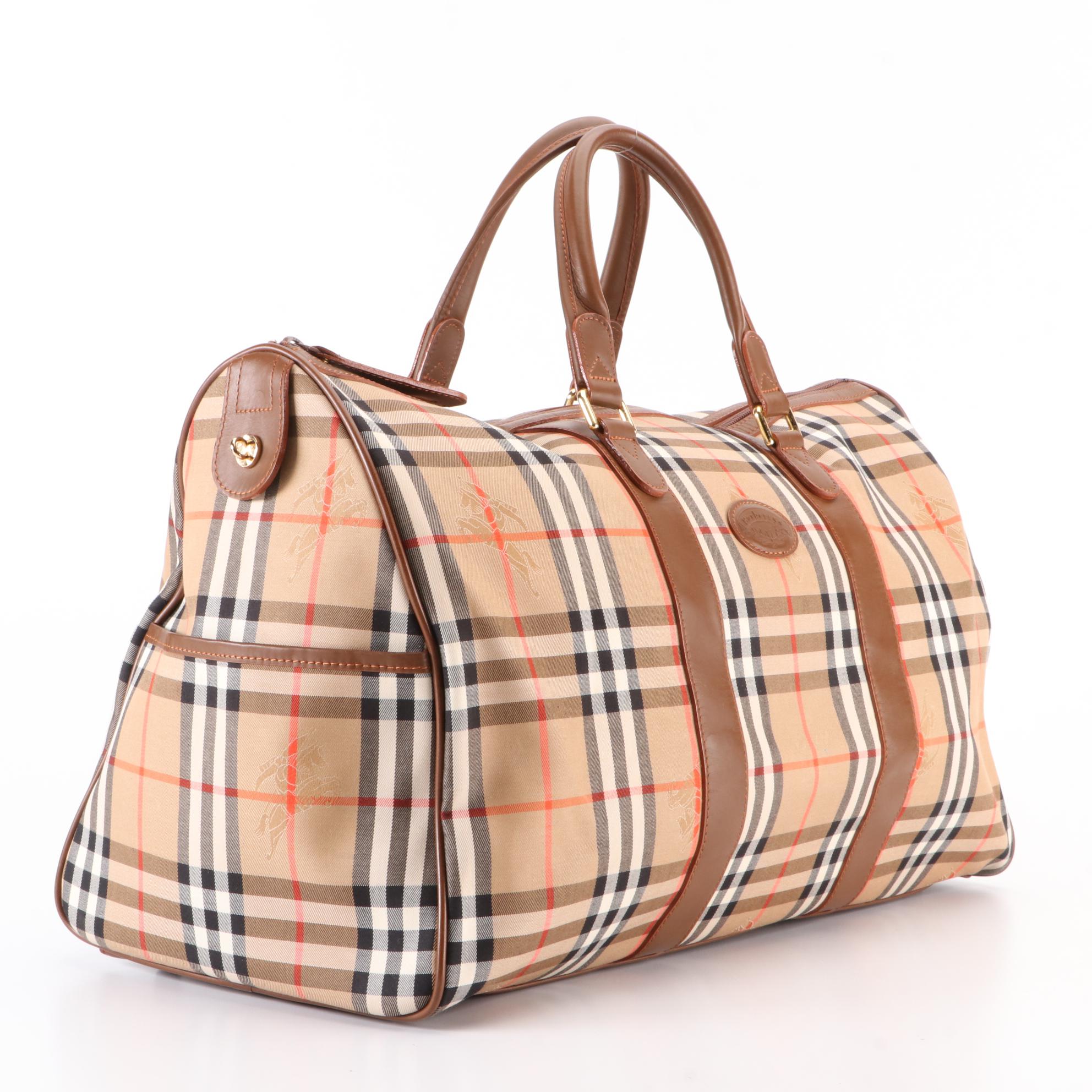 Burberrys Duffle Bag in Haymarket Check Canvas