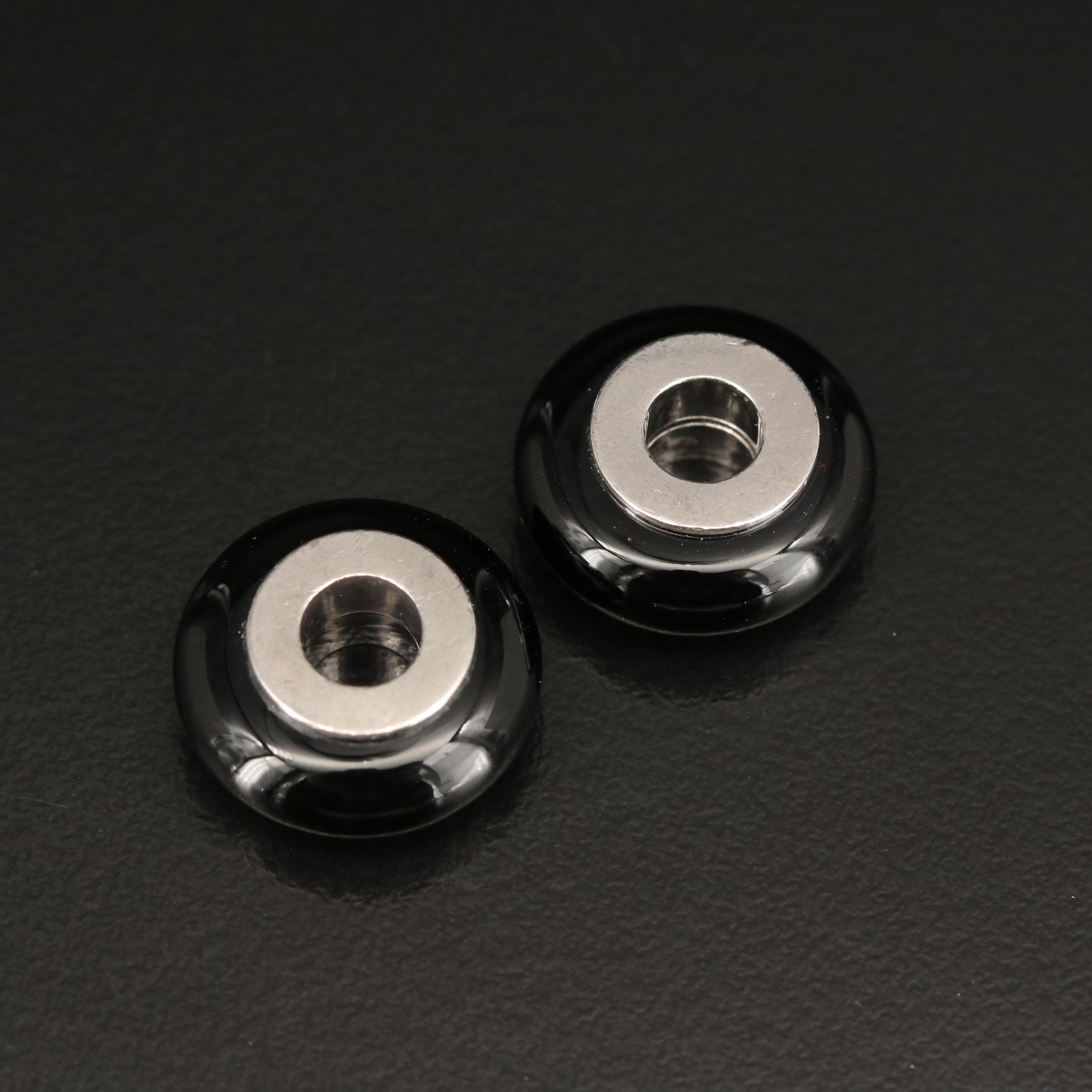 Sterling Black Onyx Slide Bead Pendants