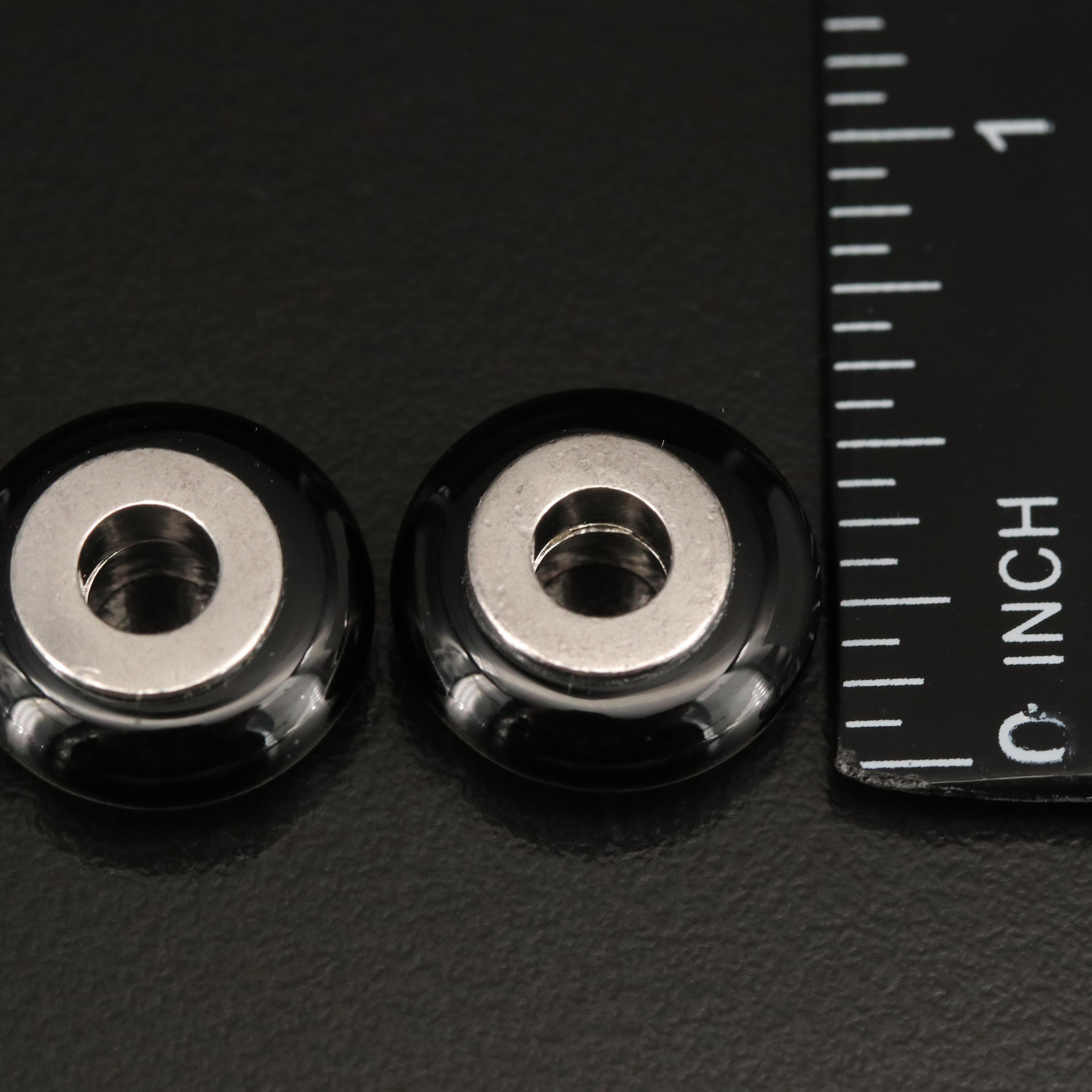 Sterling Black Onyx Slide Bead Pendants