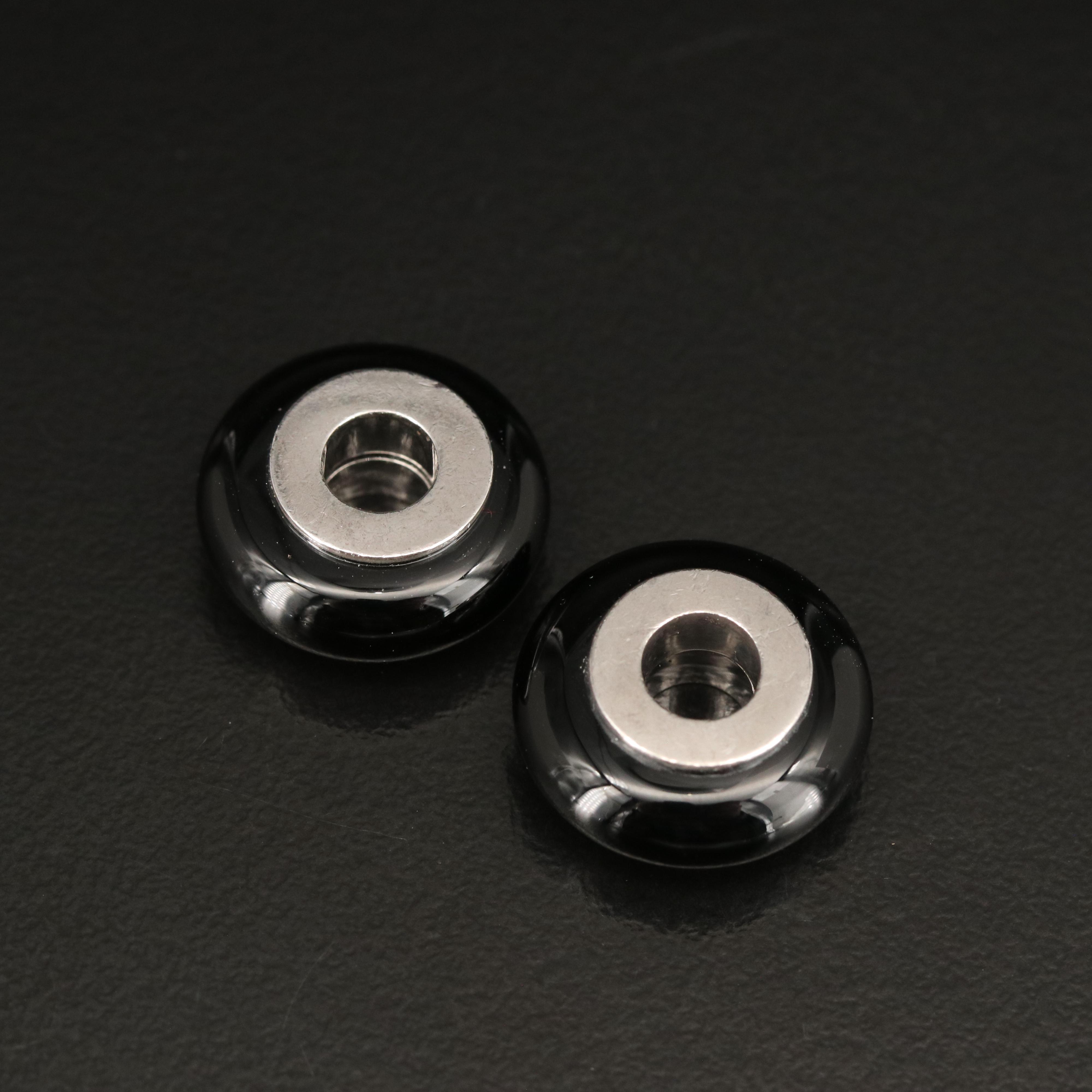 Sterling Black Onyx Slide Bead Pendants