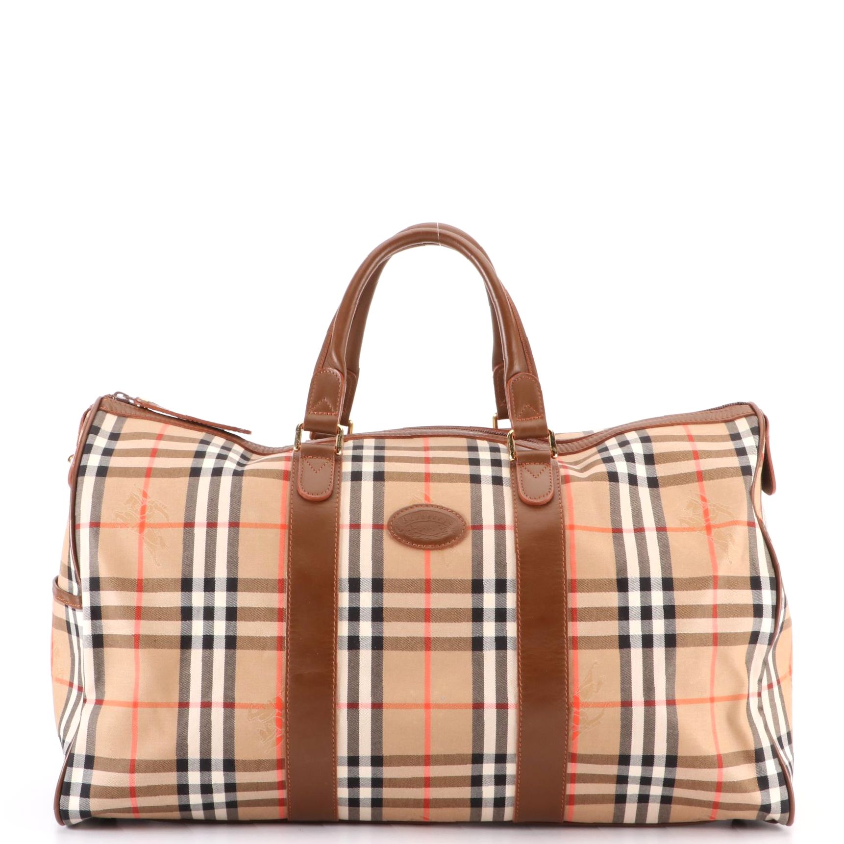 Burberrys Duffle Bag in Haymarket Check Canvas