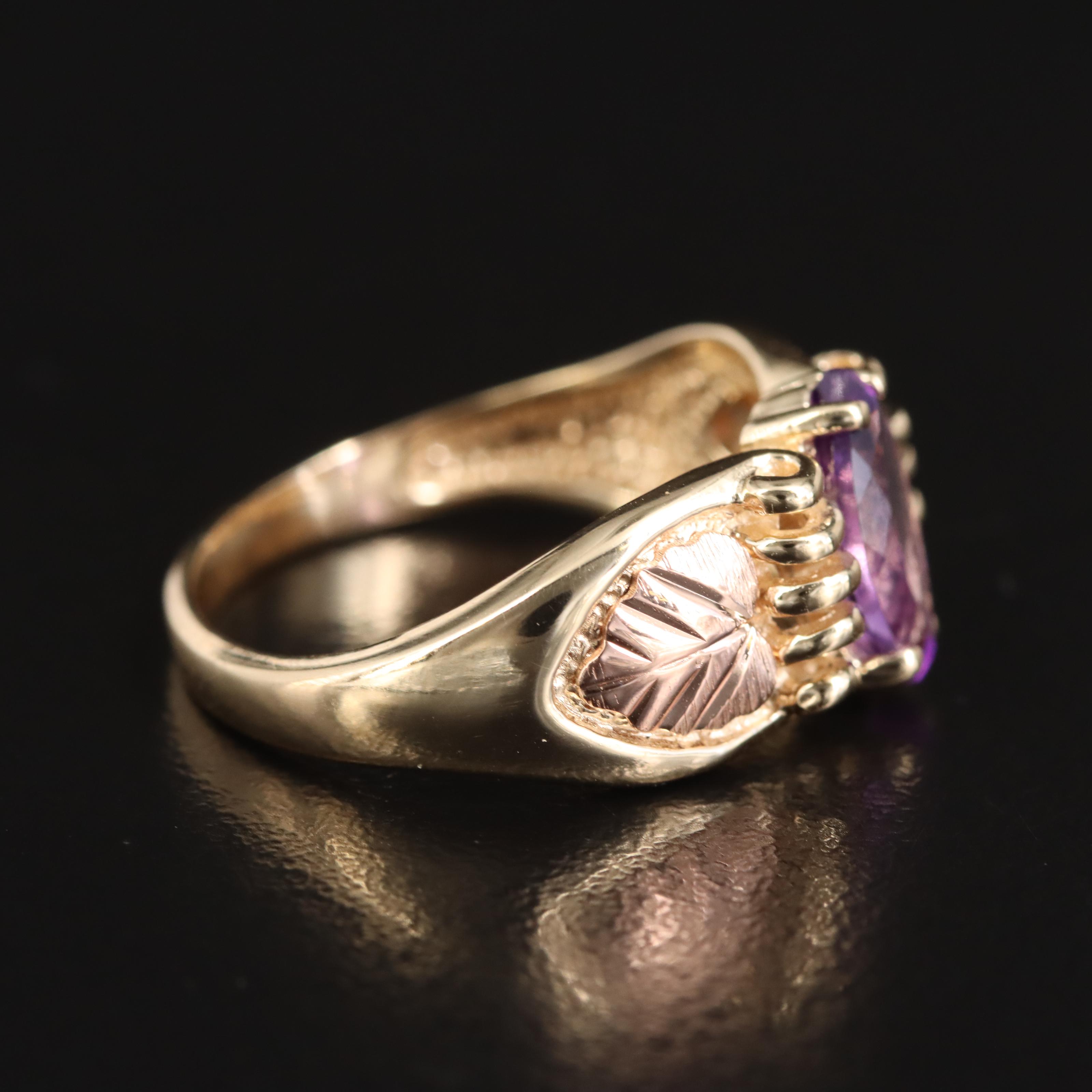 Coleman Black Hills Gold 10K Tri-Color Gold Amethyst Ring