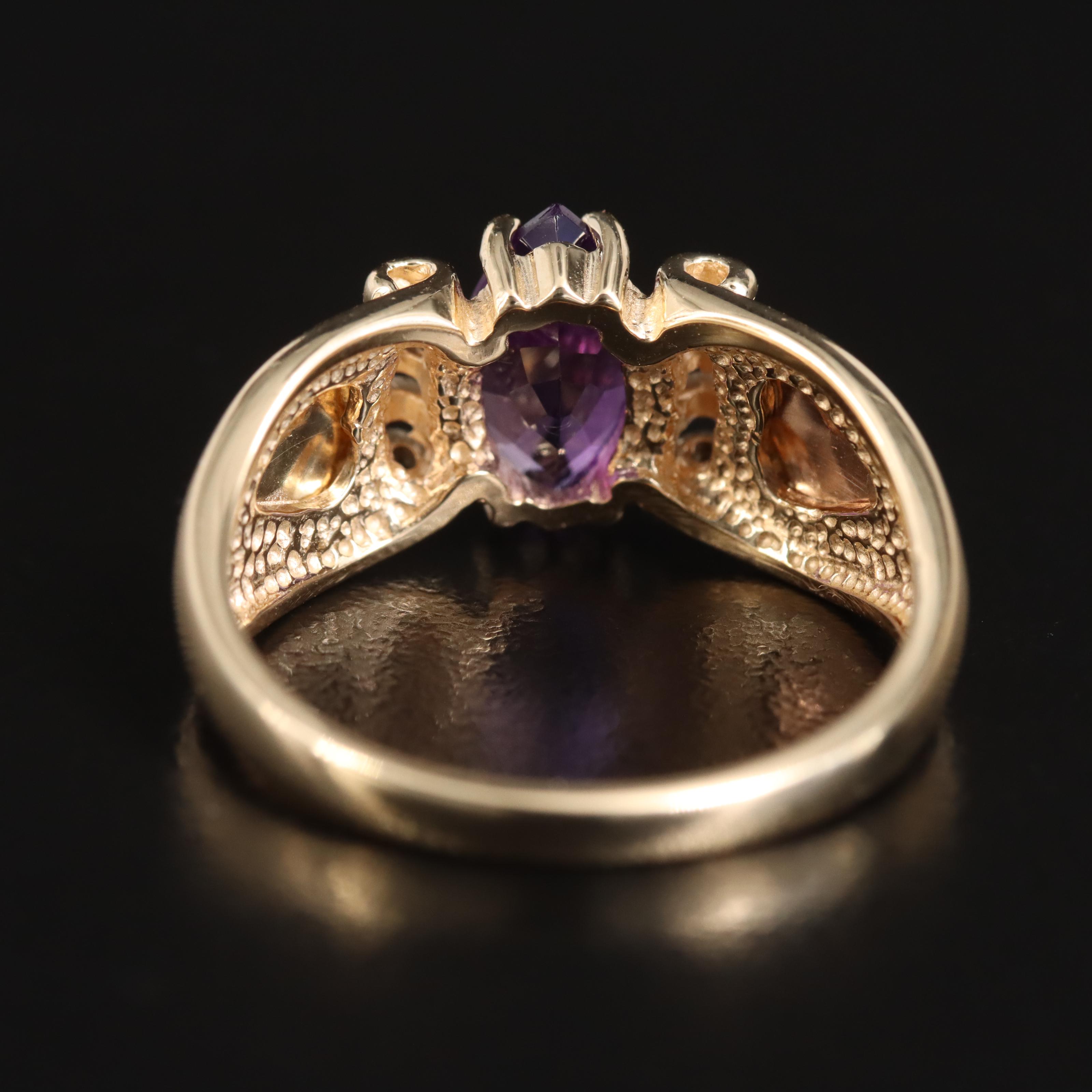 Coleman Black Hills Gold 10K Tri-Color Gold Amethyst Ring