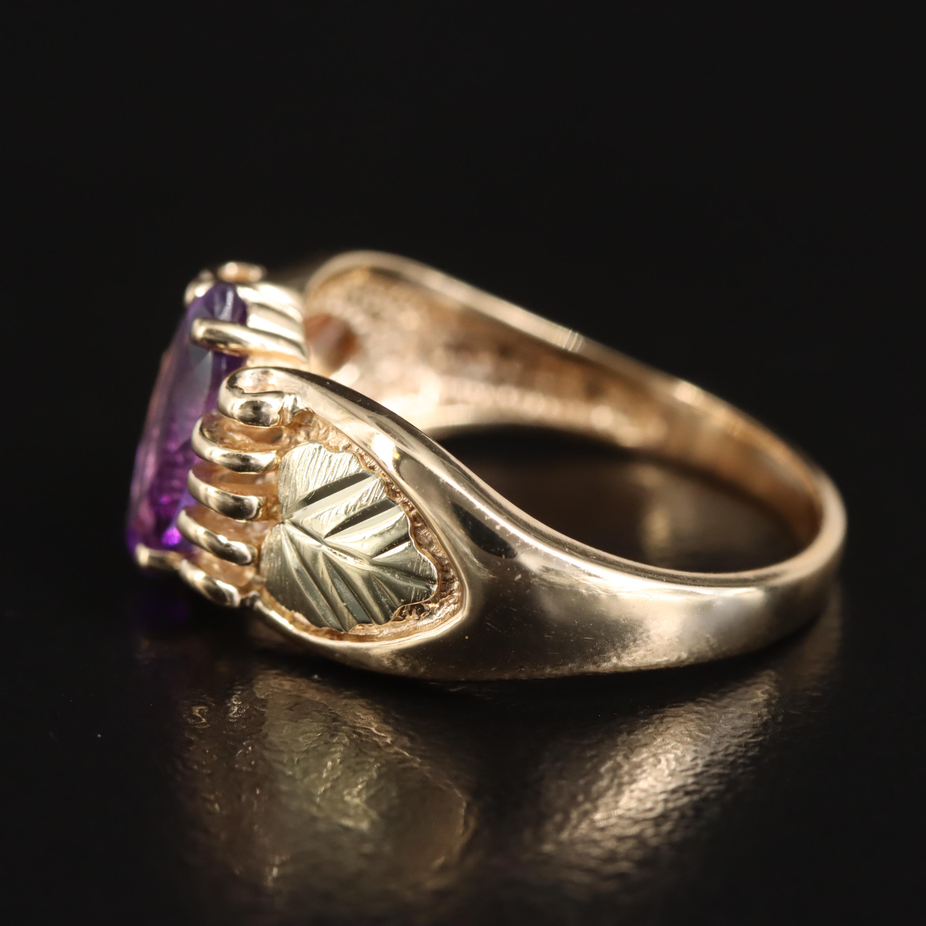 Coleman Black Hills Gold 10K Tri-Color Gold Amethyst Ring
