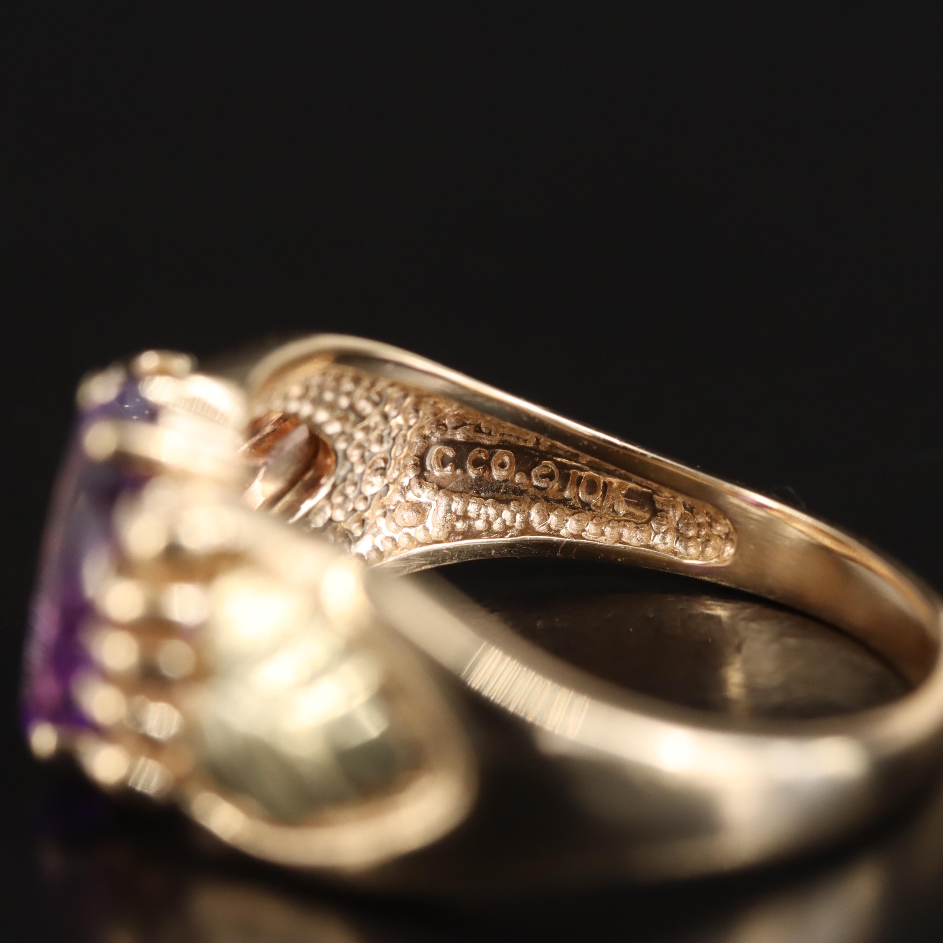 Coleman Black Hills Gold 10K Tri-Color Gold Amethyst Ring