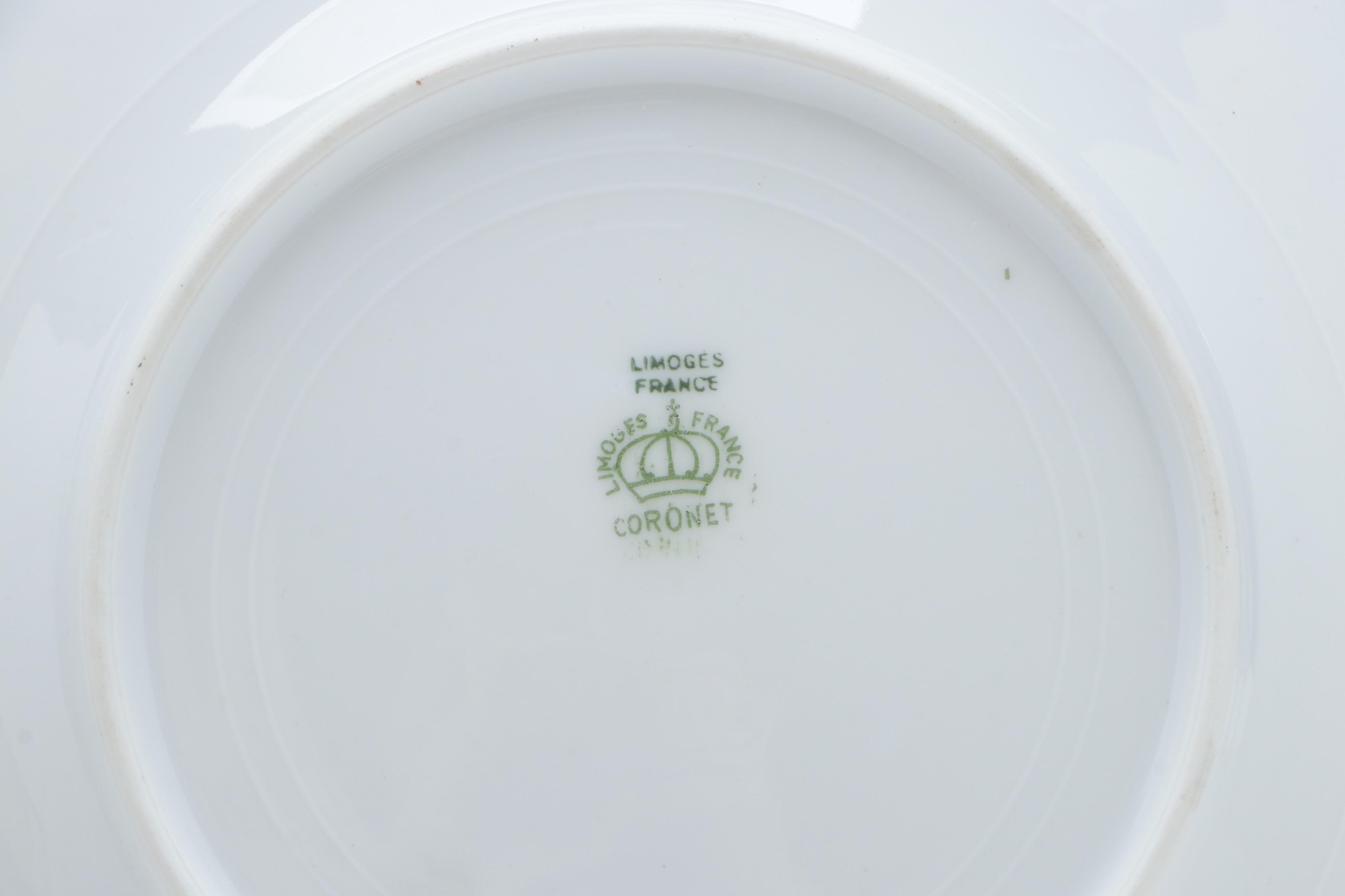 Coronet Limoges Porcelain Dinnerware, Mid to Late 20th Century