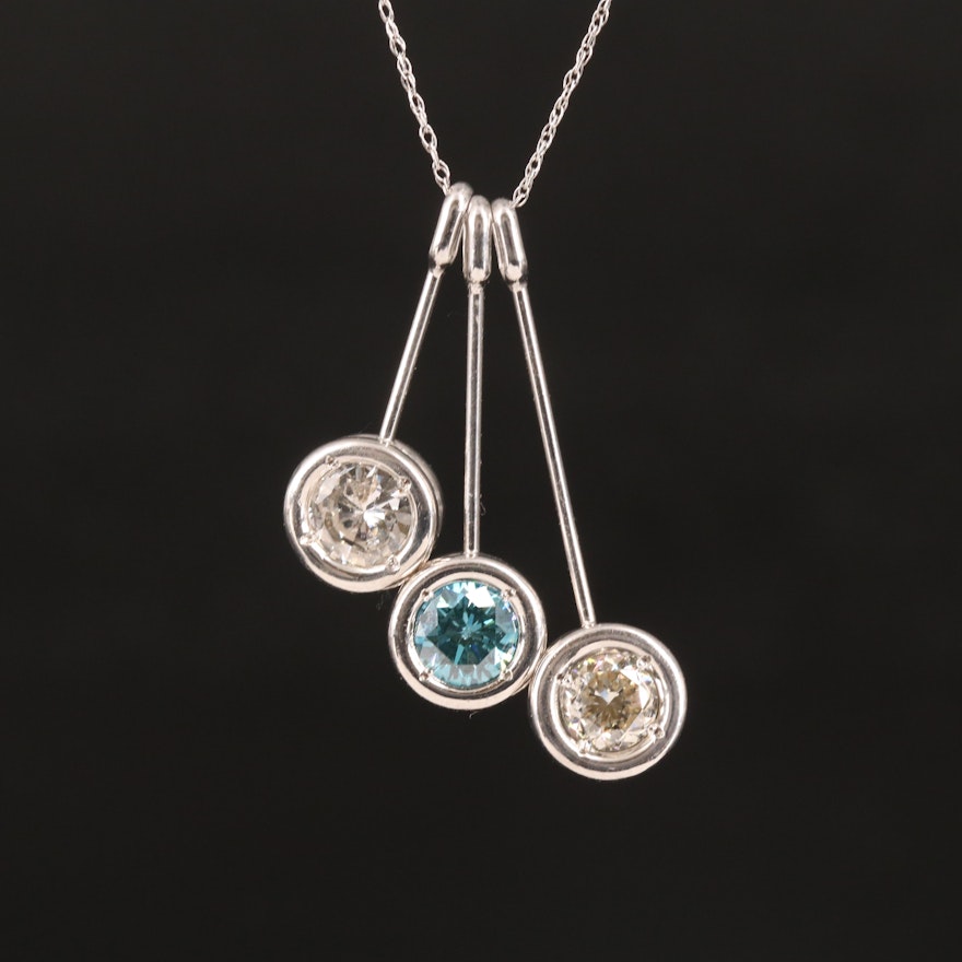 18K 1.99 CTW Diamond Graduated Drop Pendant Necklace