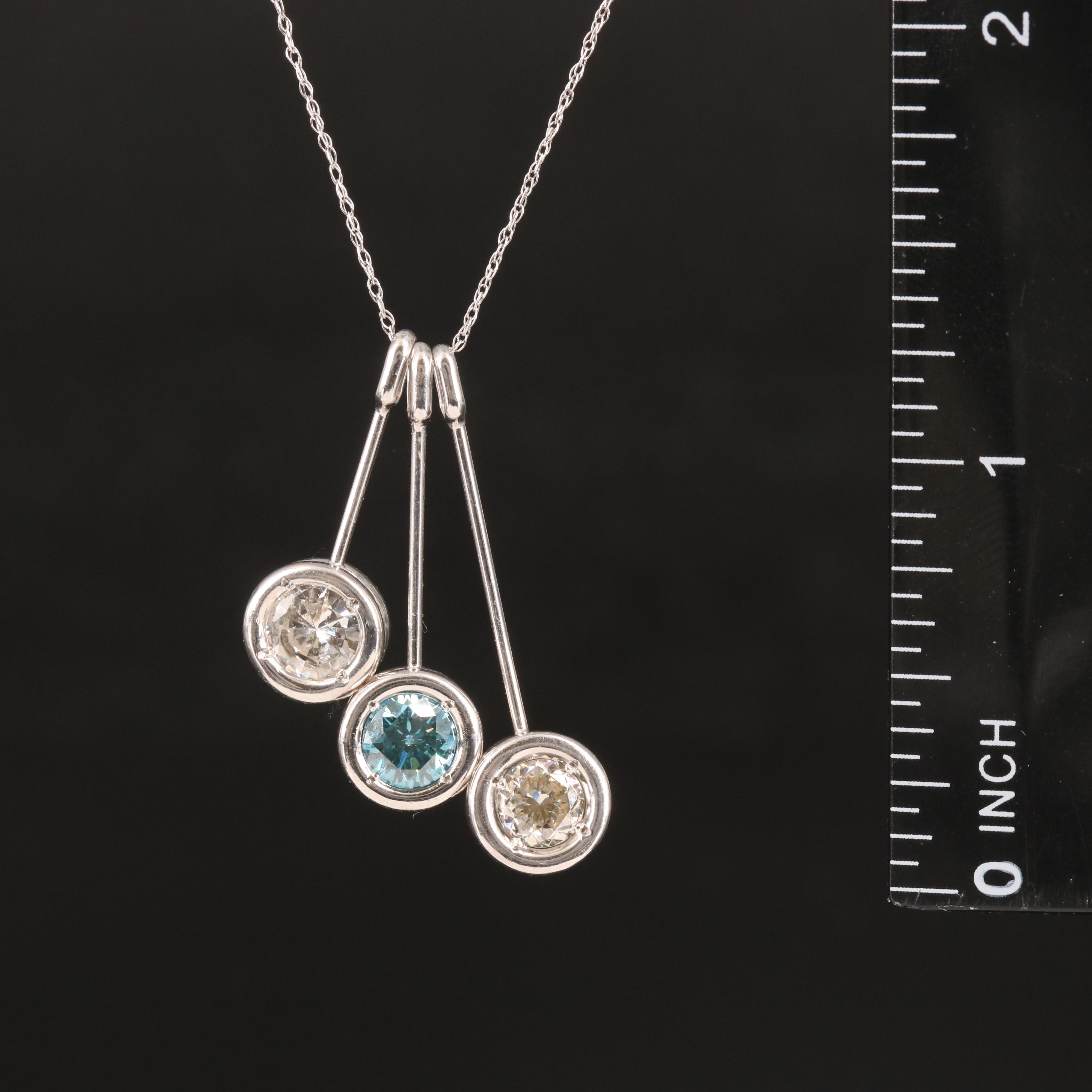 18K 1.99 CTW Diamond Graduated Drop Pendant Necklace