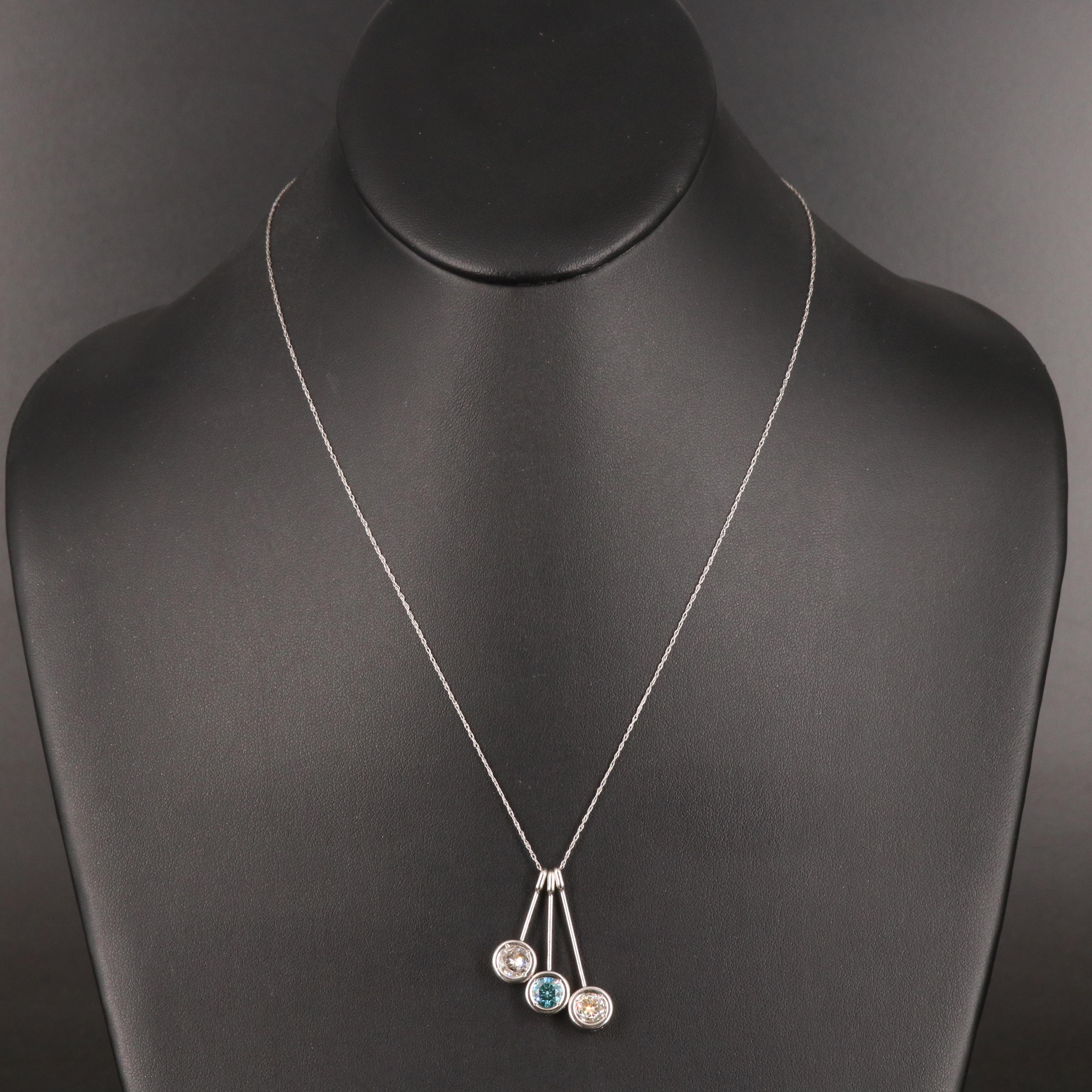 18K 1.99 CTW Diamond Graduated Drop Pendant Necklace