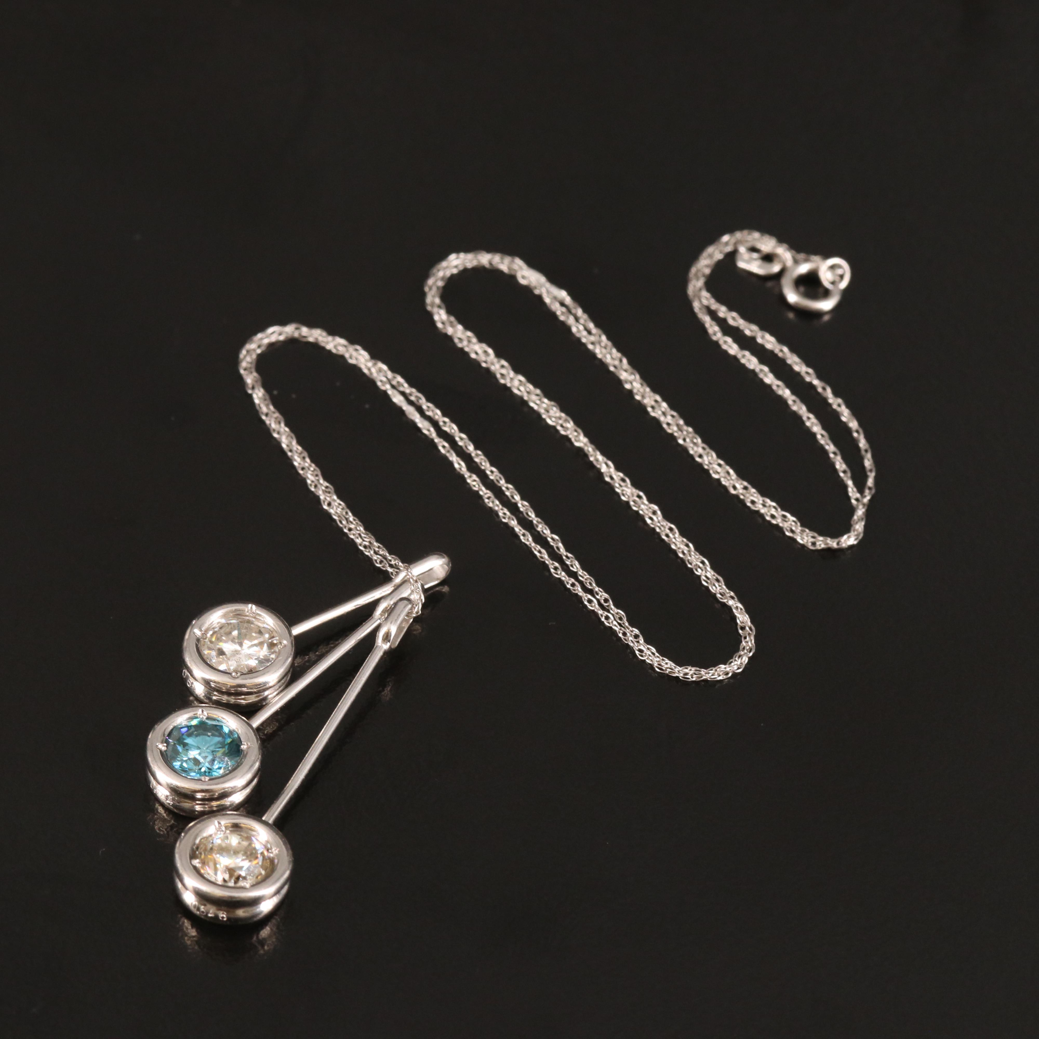 18K 1.99 CTW Diamond Graduated Drop Pendant Necklace