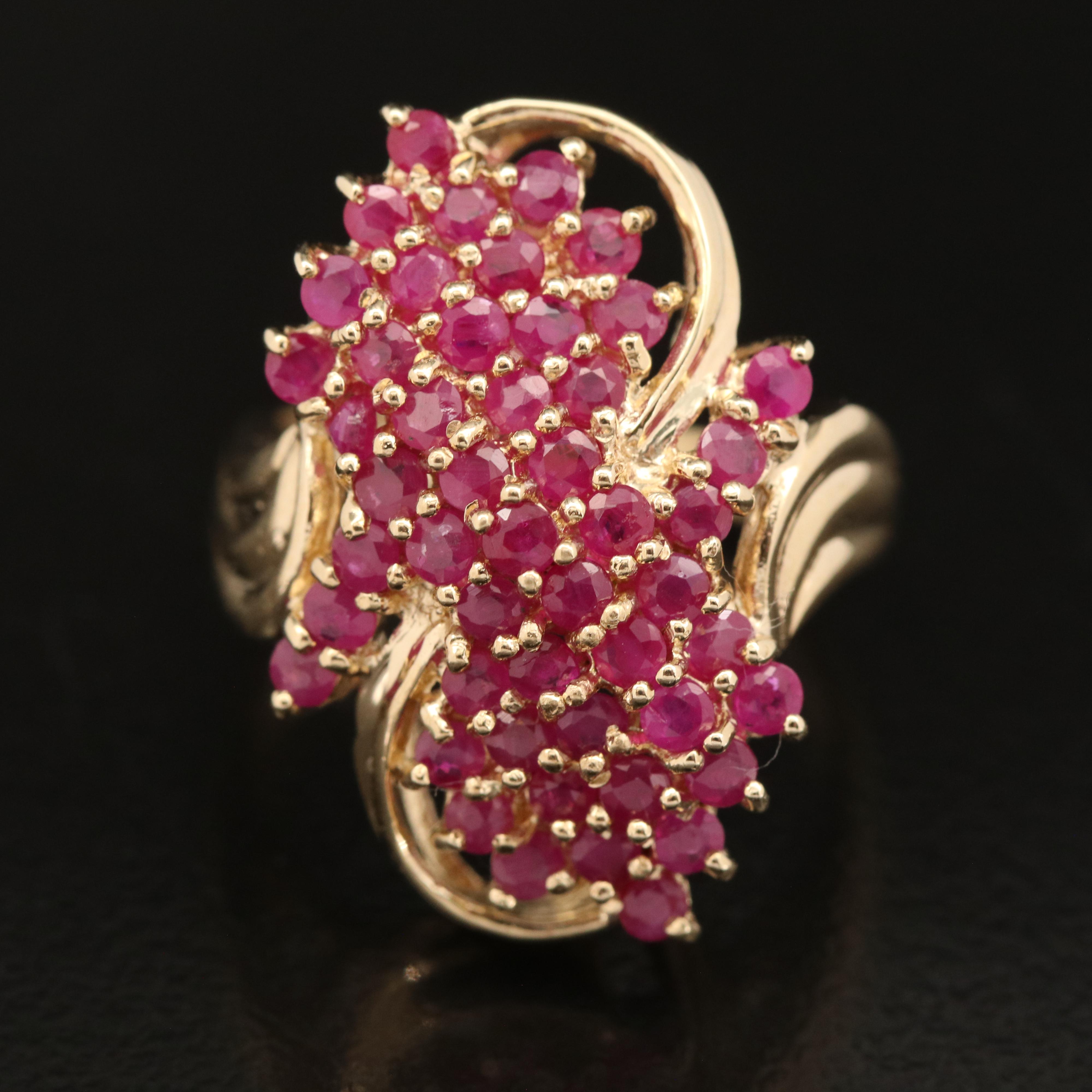 10K Ruby Cluster Ring