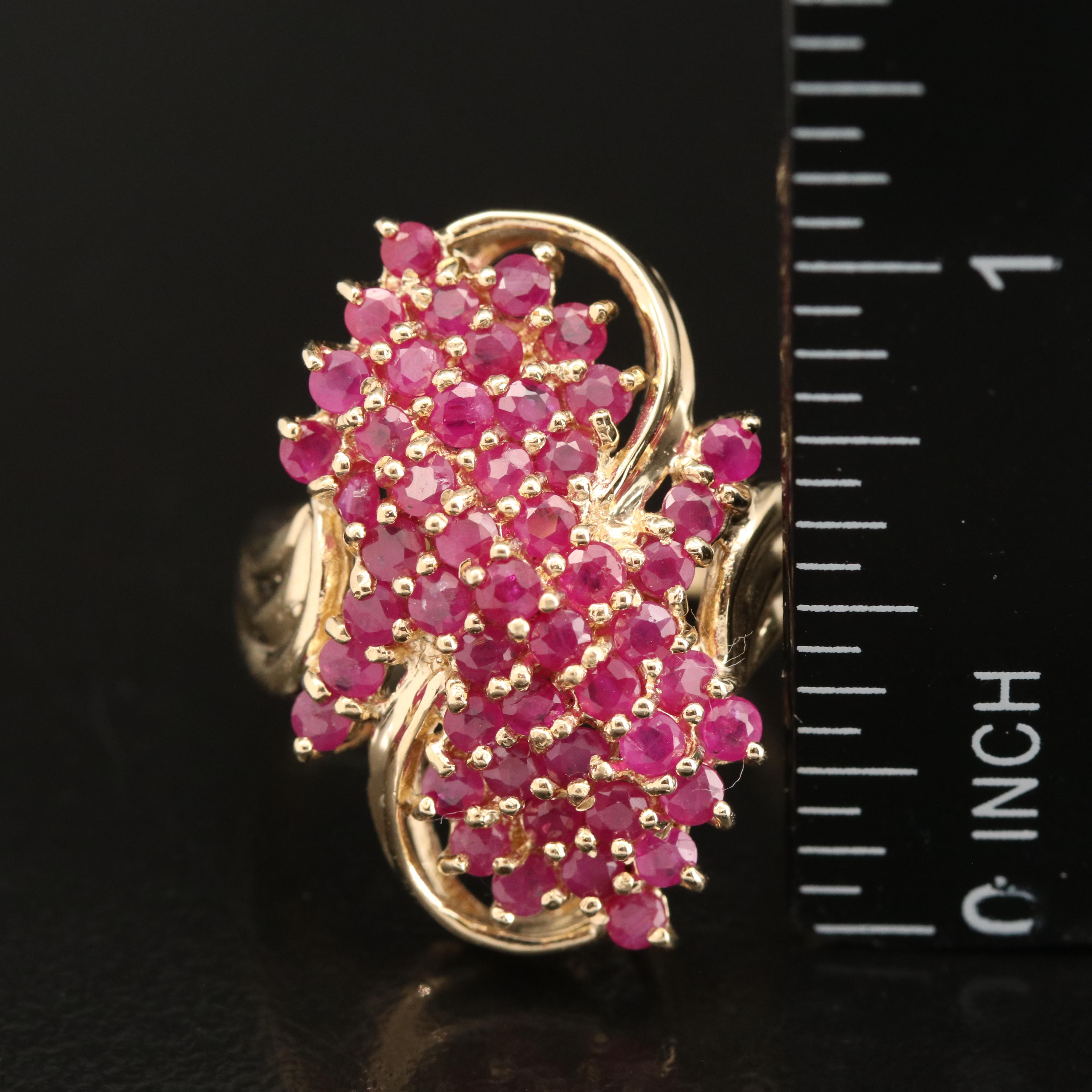 10K Ruby Cluster Ring