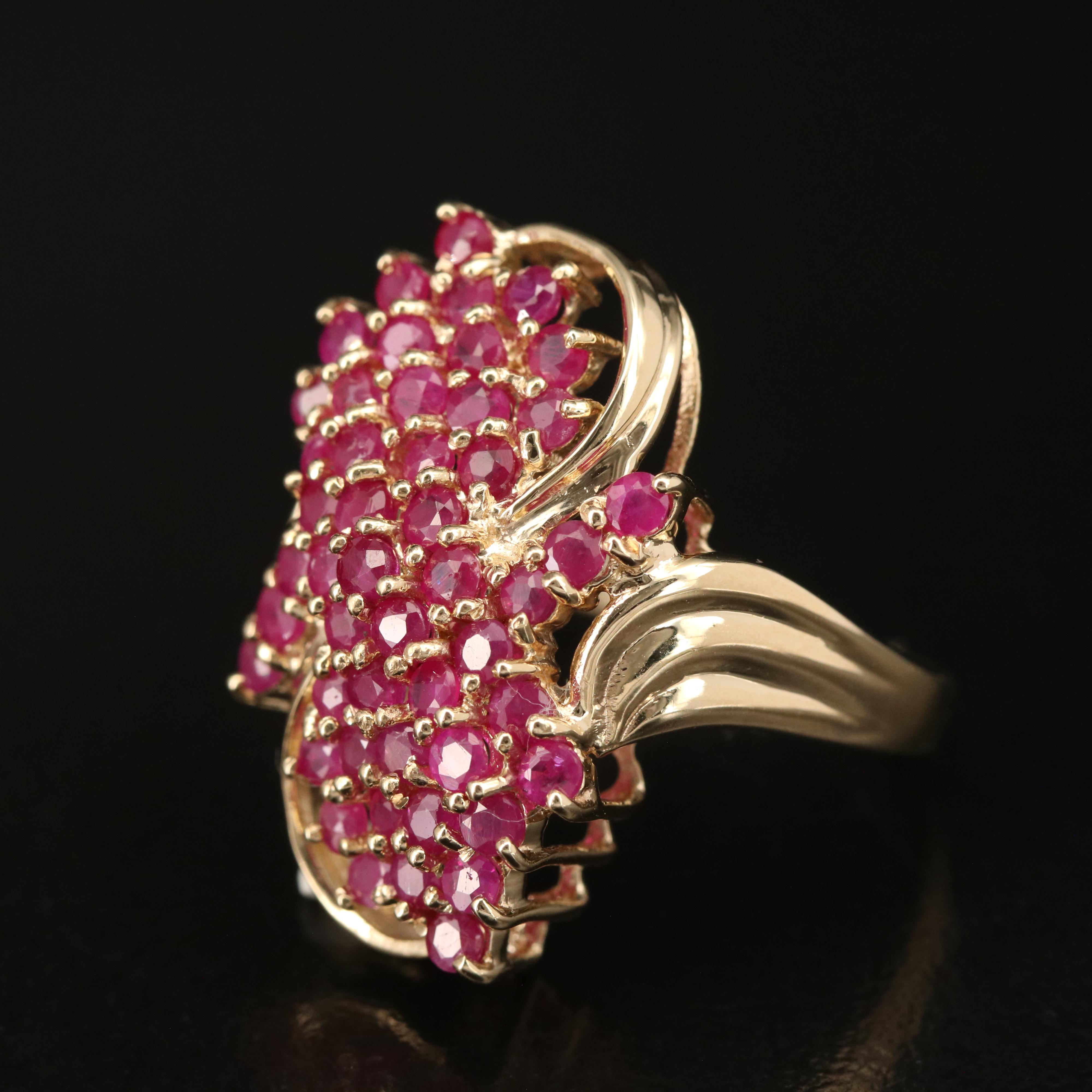 10K Ruby Cluster Ring