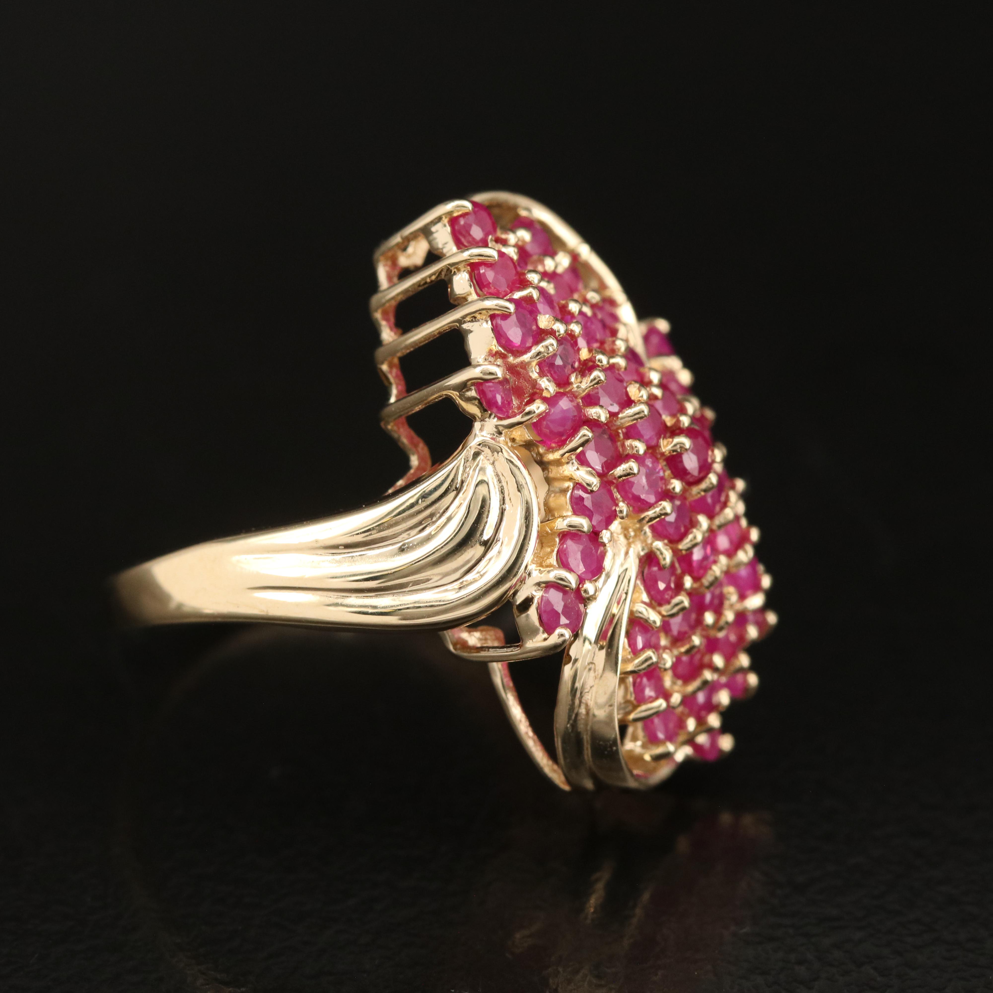 10K Ruby Cluster Ring