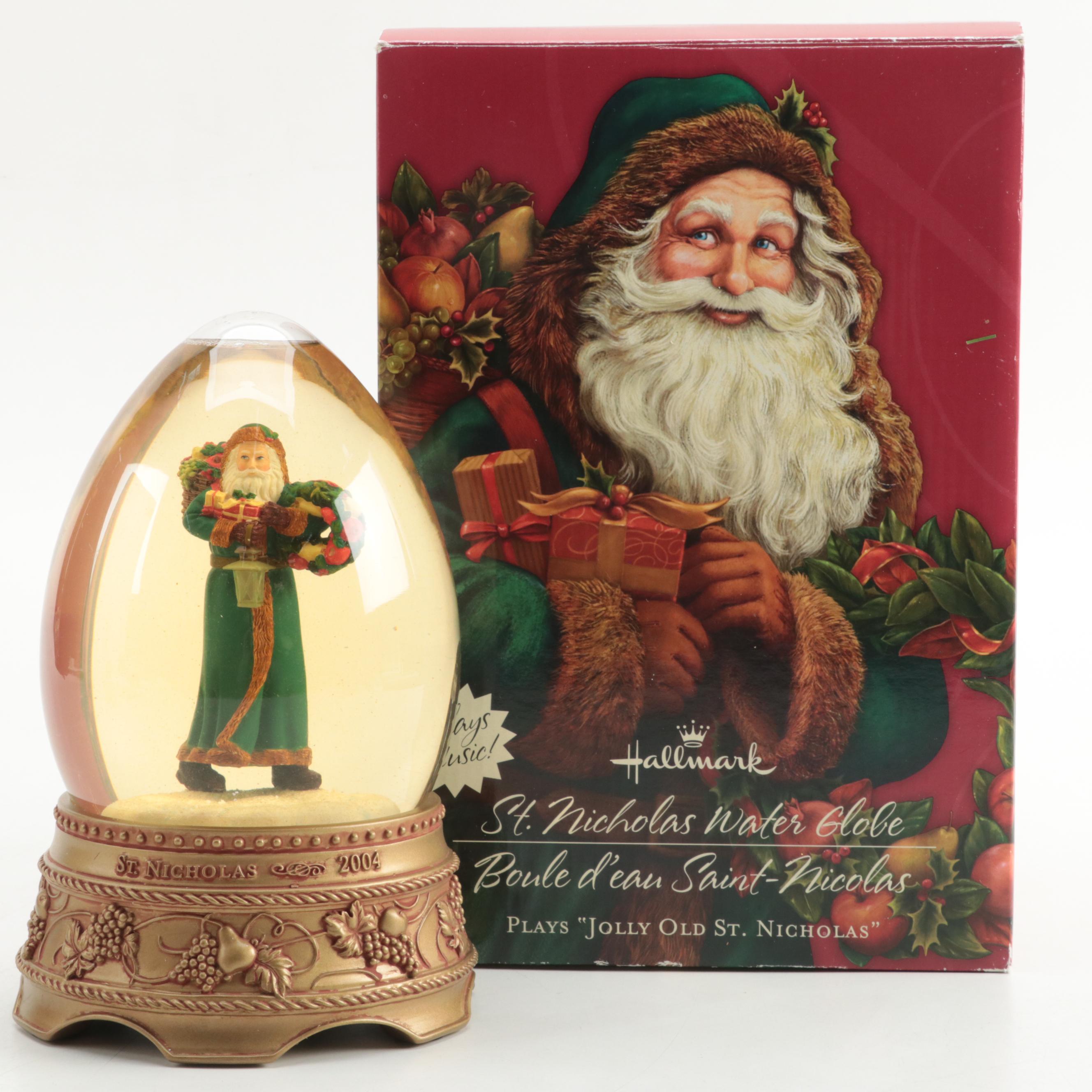 Hallmark St. Nicholas Water Globe Music Box and More Ceramic Christmas Figures