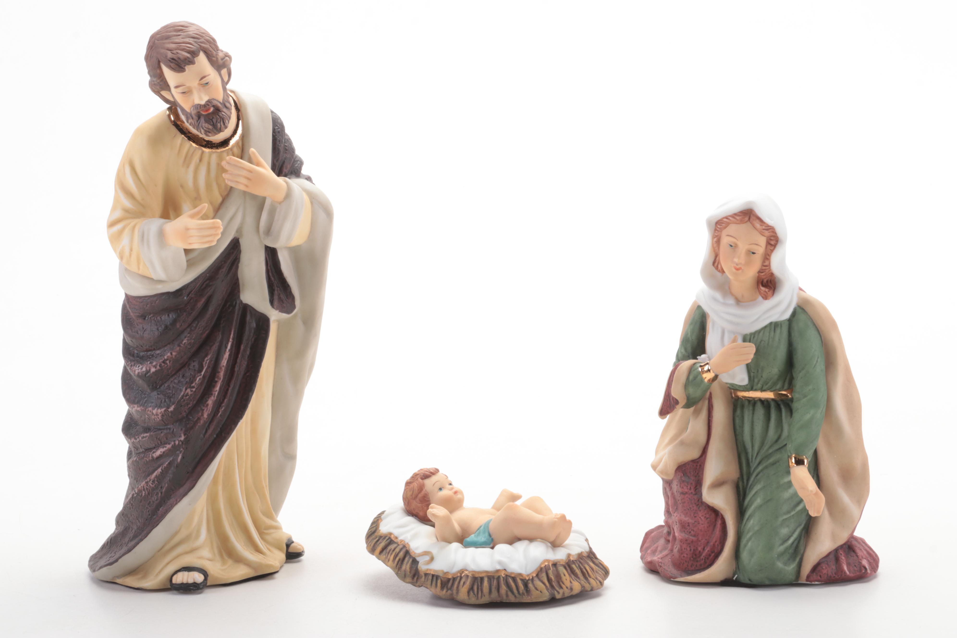 Hand-Painted Porcelain Nativity Set