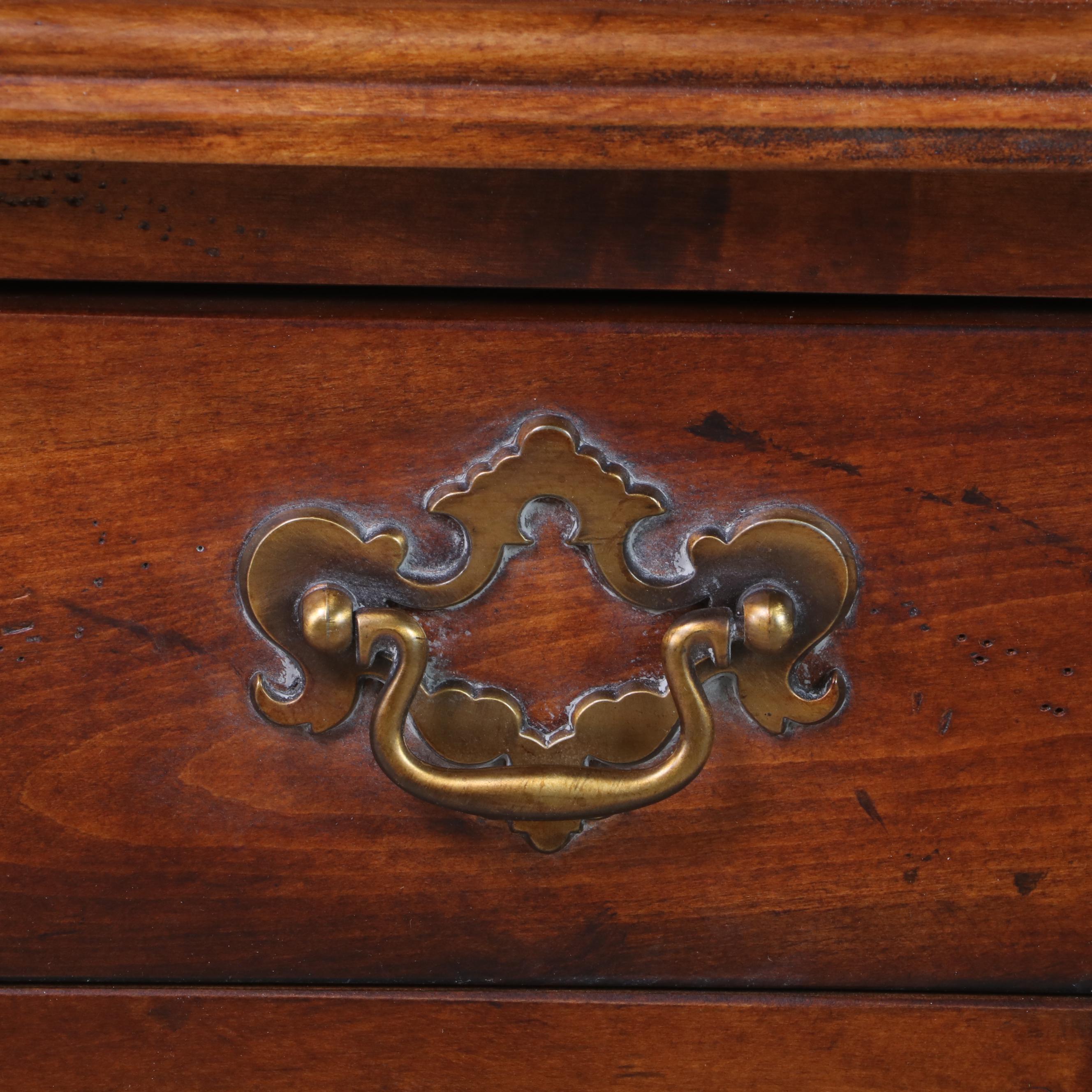 Century Colonial Style Side Table with Drawer and Caned Armchair