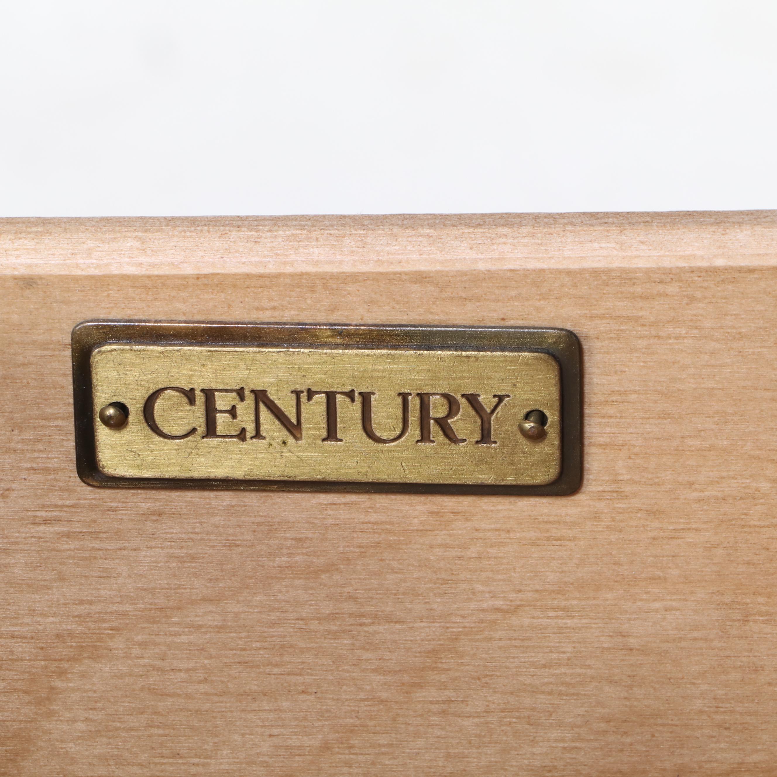 Century Colonial Style Side Table with Drawer and Caned Armchair