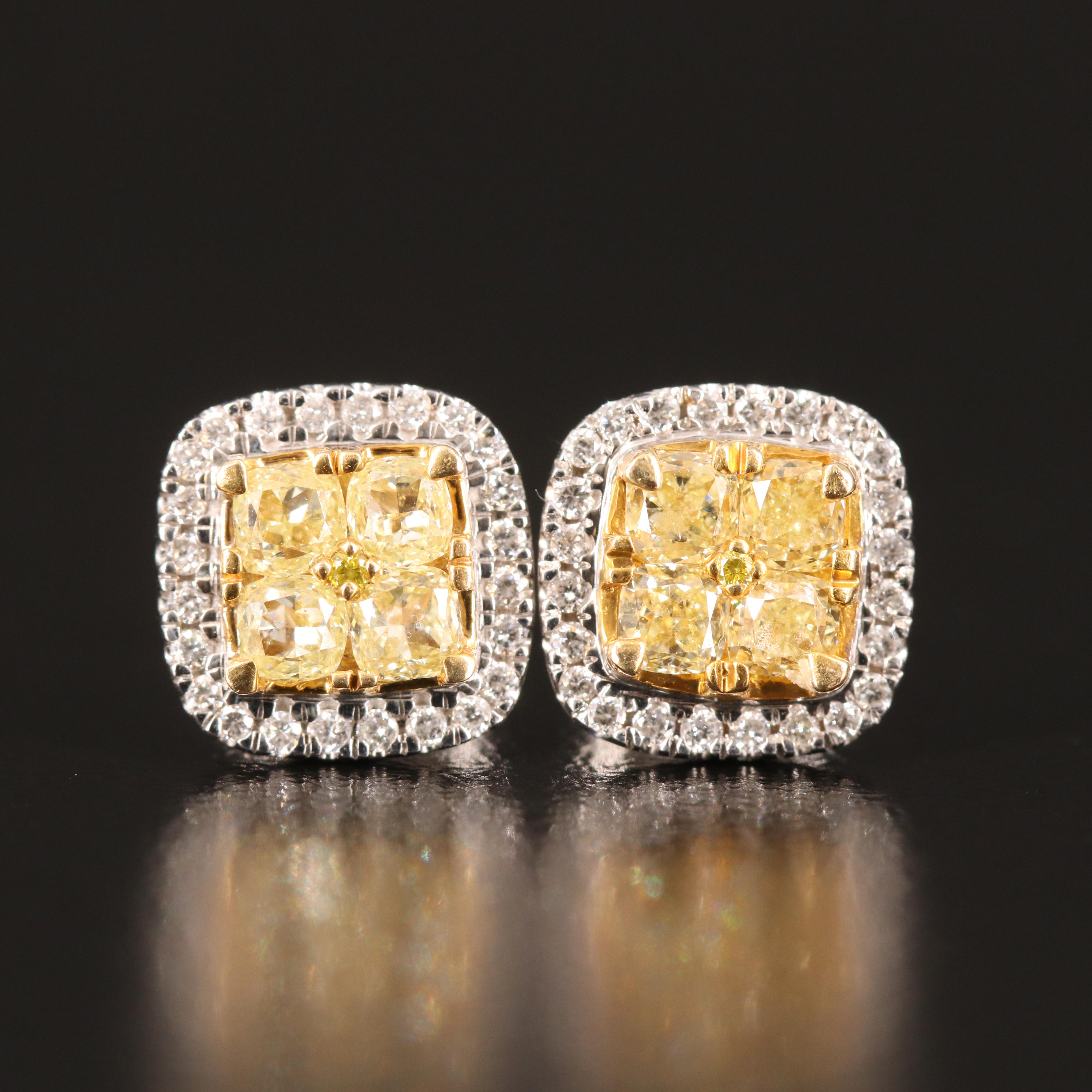 14K 1.06 Diamond Halo Earrings