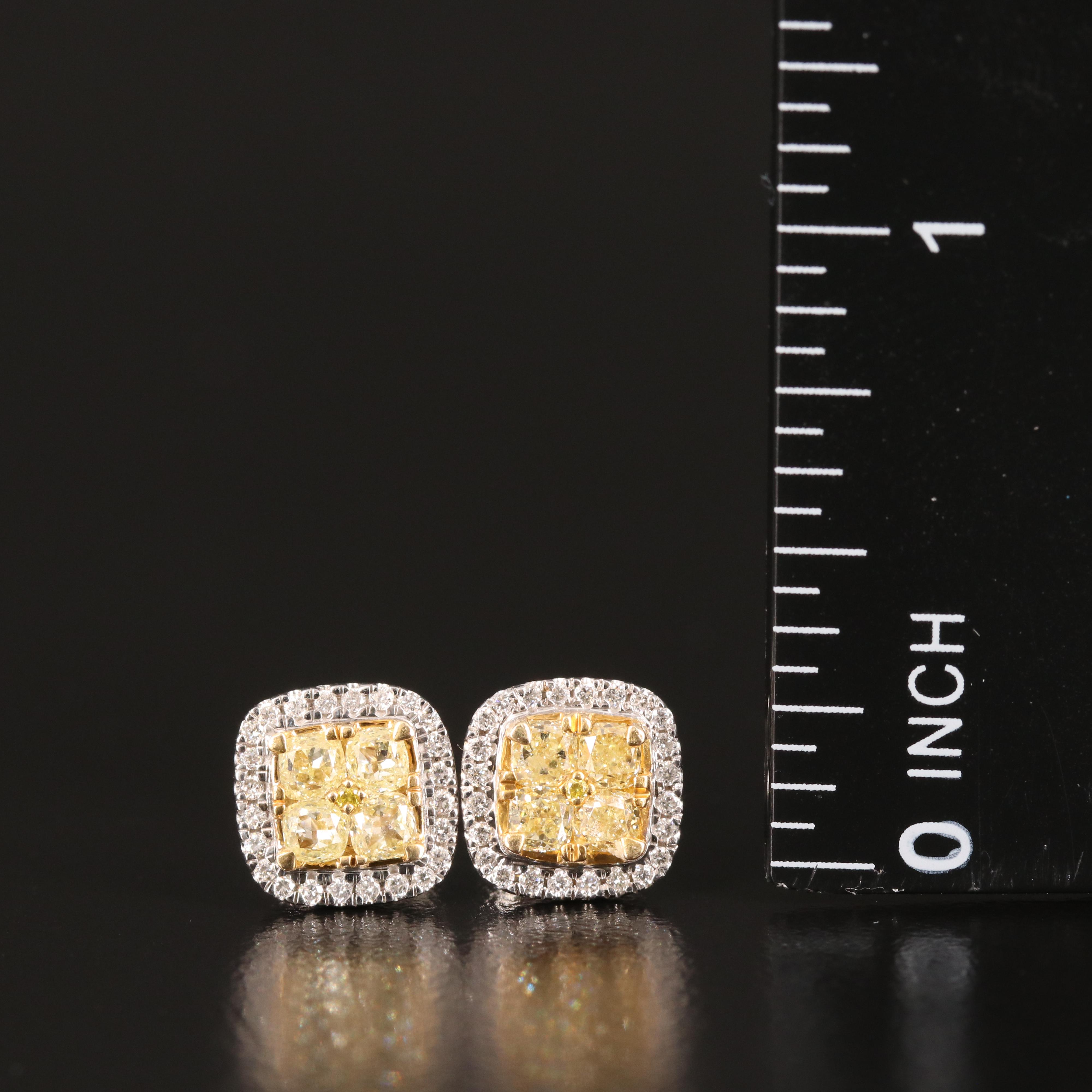 14K 1.06 Diamond Halo Earrings
