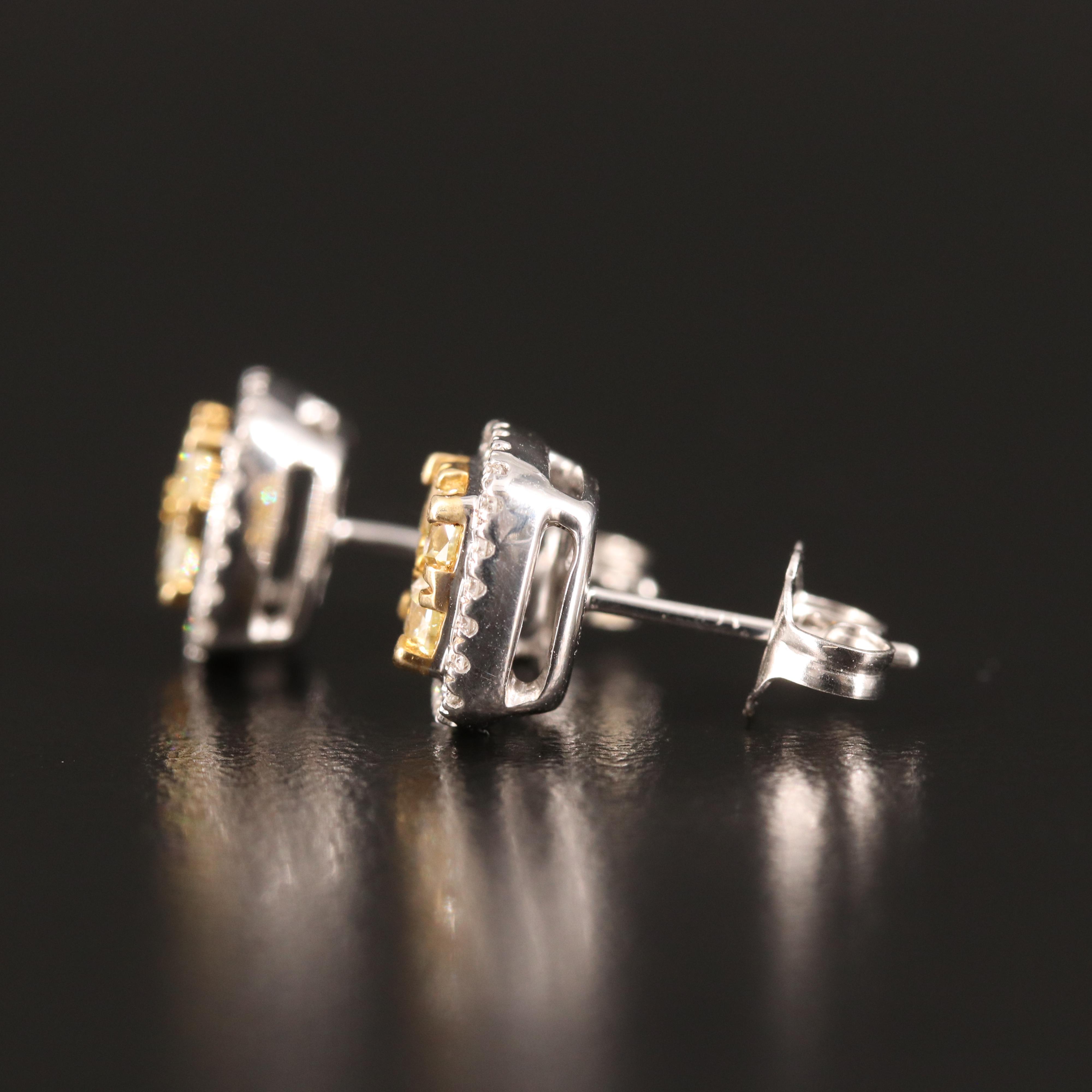 14K 1.06 Diamond Halo Earrings