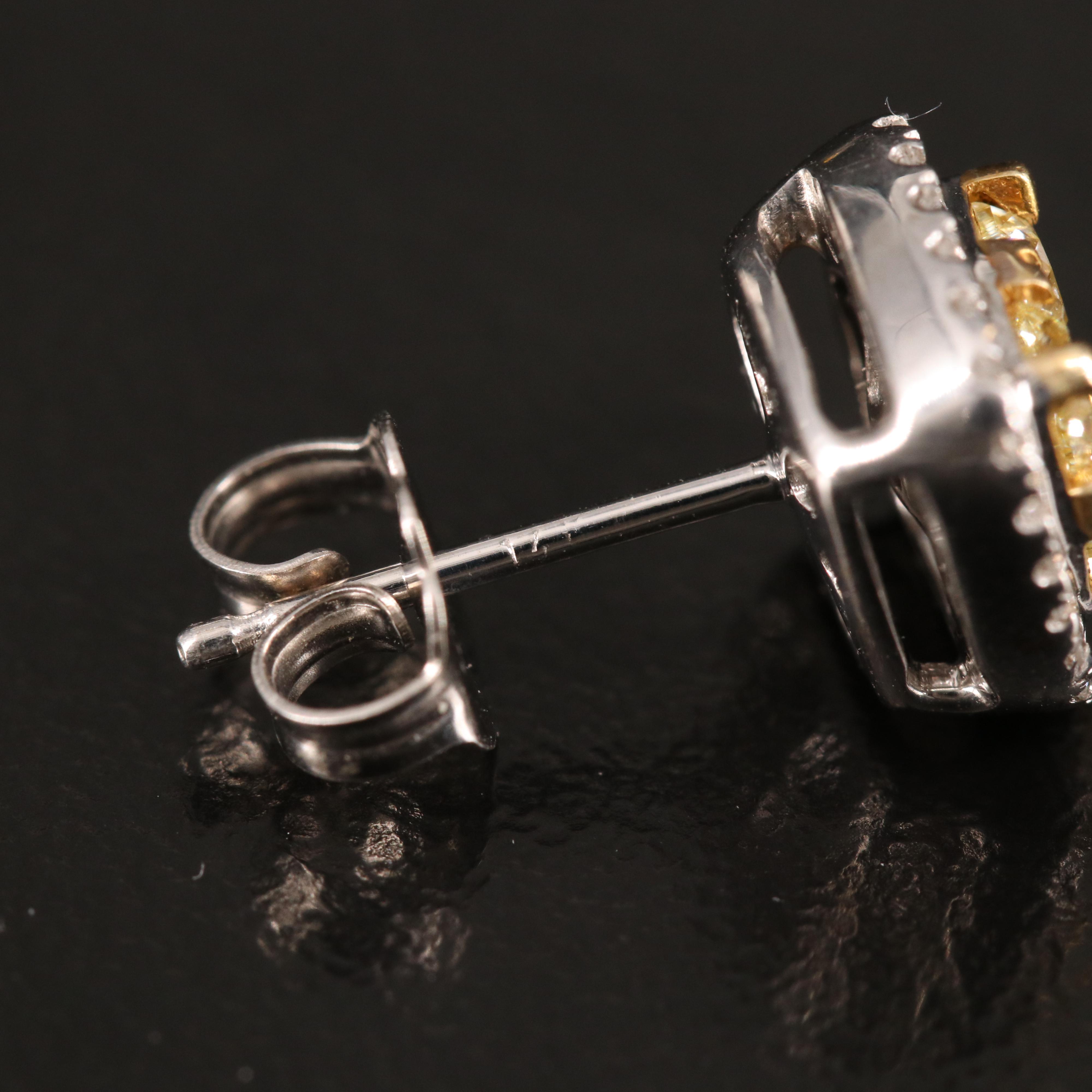 14K 1.06 Diamond Halo Earrings