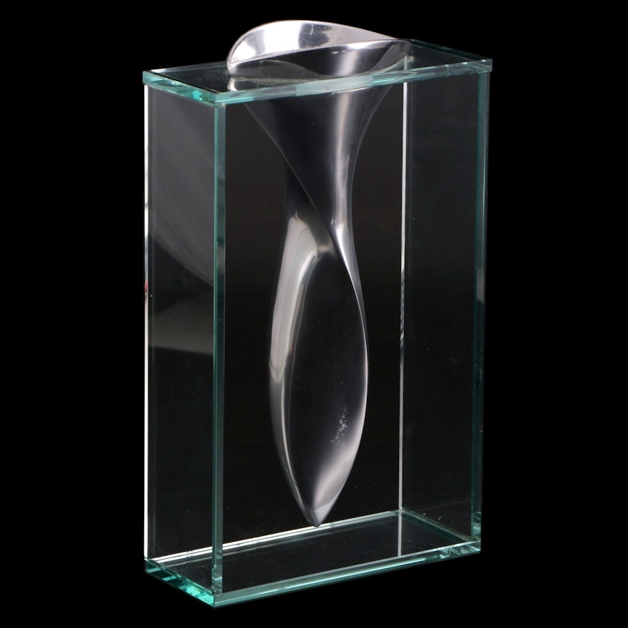 Lisa Mori Vase for Inn Crystal Aluminum and Glass Vase